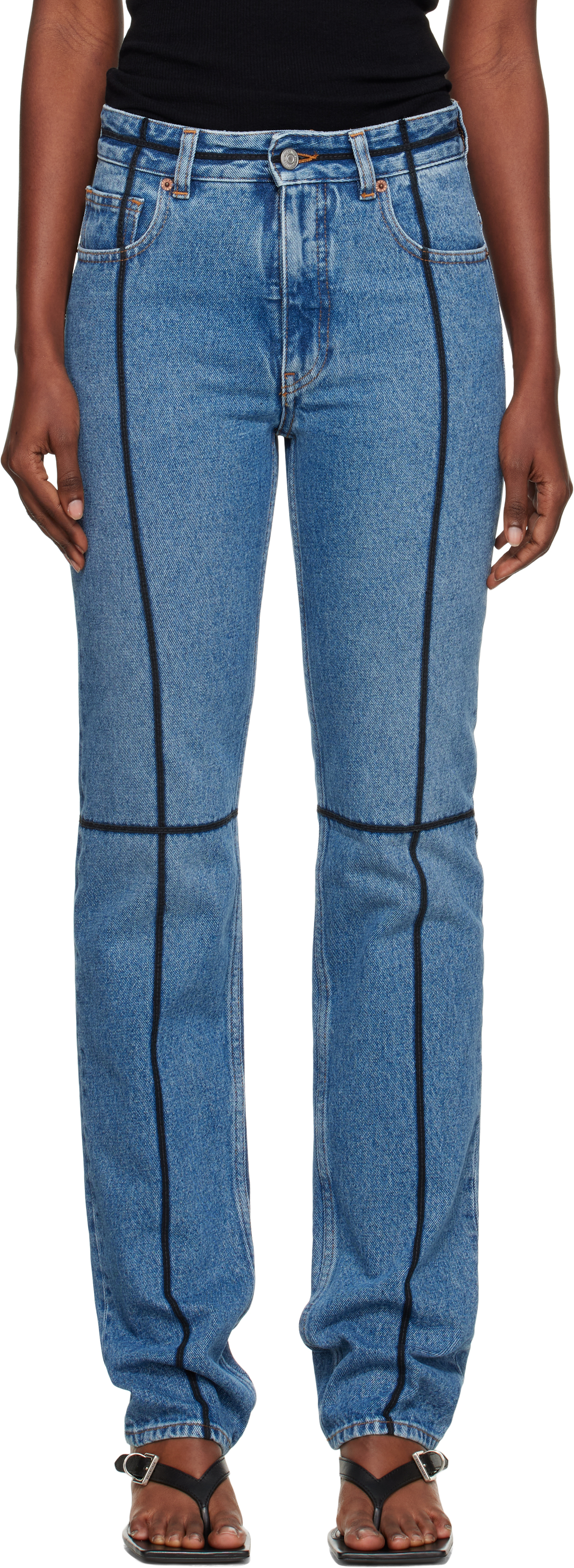 Blue 5 Pockets Jeans by MM6 Maison Margiela on Sale