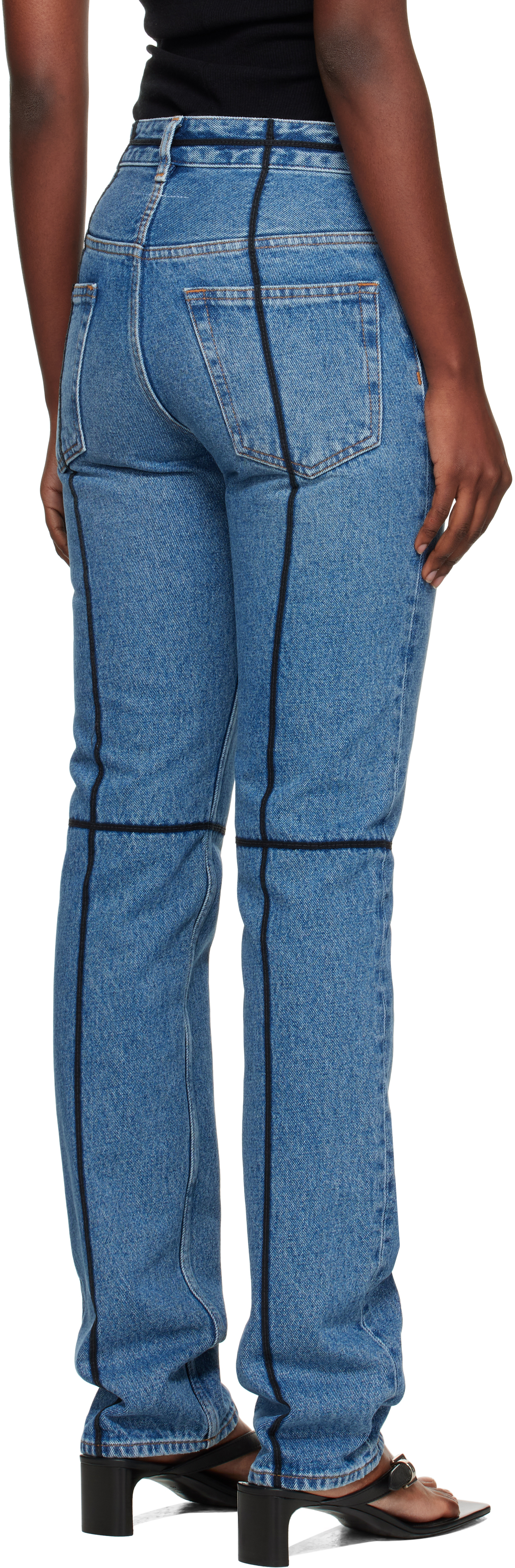 Mm6 Maison Margiela Flared Blue Jeans With Contrasting Stitching In Blue