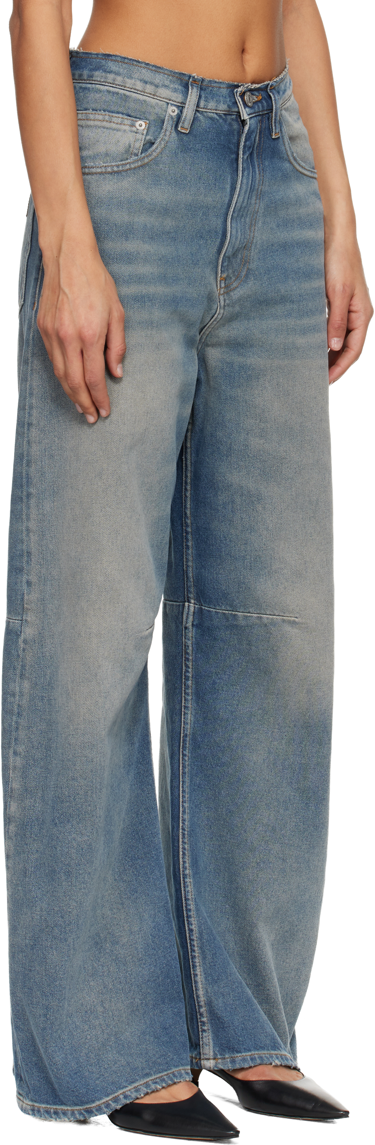 Mm6 Maison Margiela Blue Wide-leg Jeans In Blue