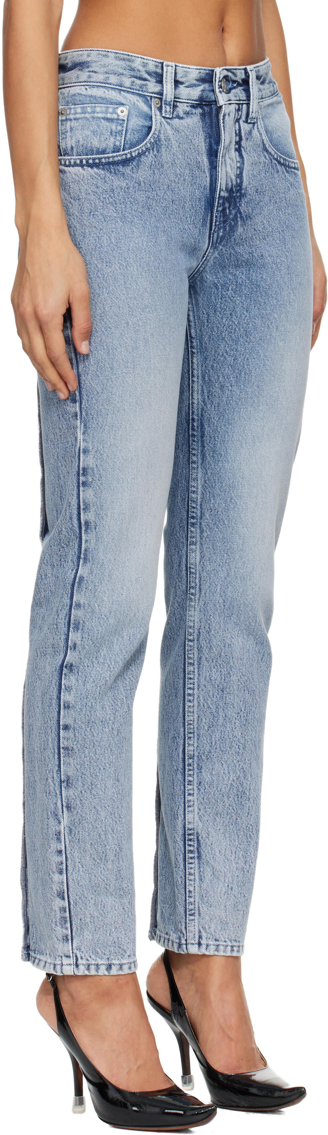 Mm6 Maison Margiela Blue Straight-leg Jeans In Multi