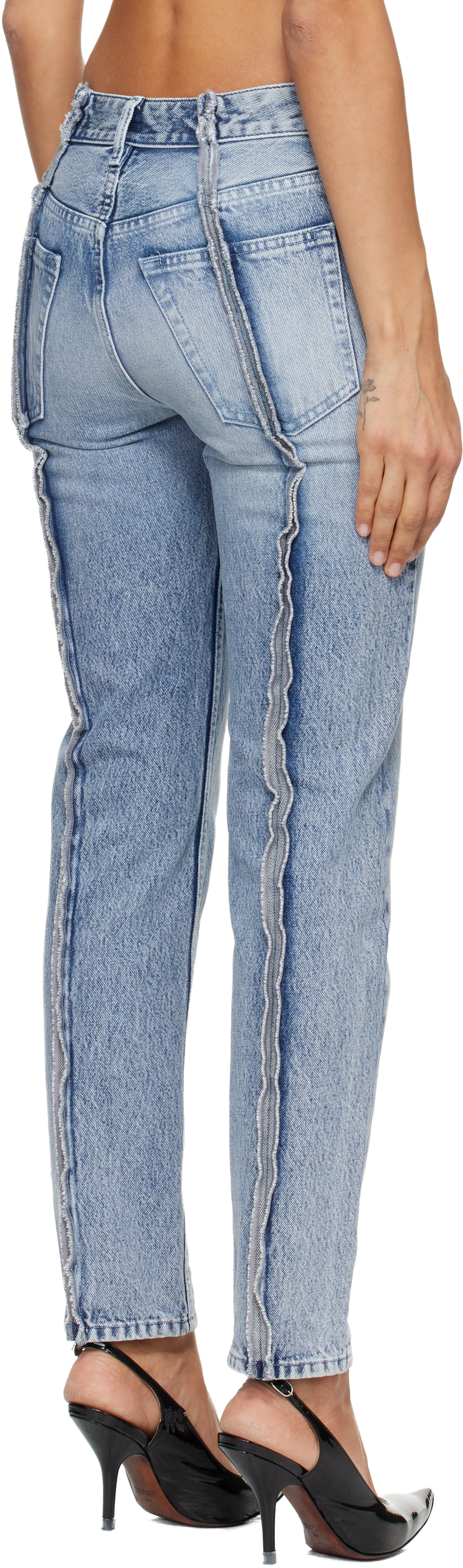 Mm6 Maison Margiela Blue Straight-leg Jeans In Multi