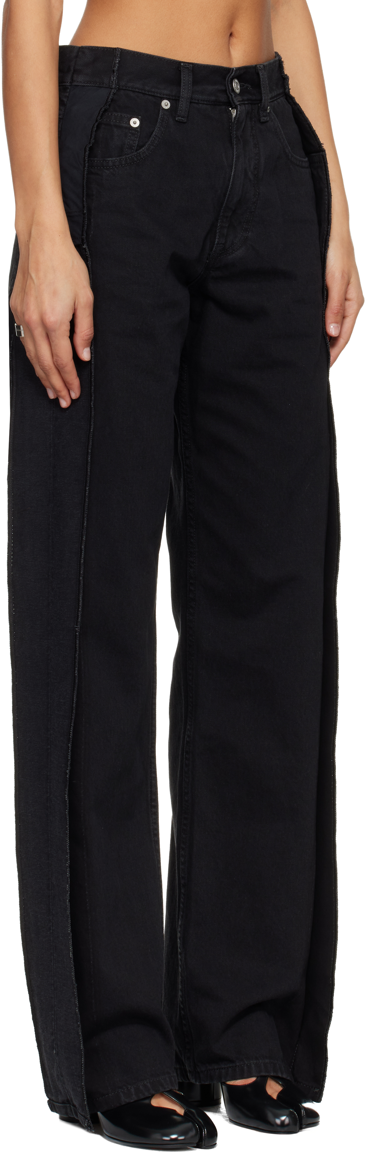 Mm6 Maison Margiela Black Straight-leg Jeans In Multi