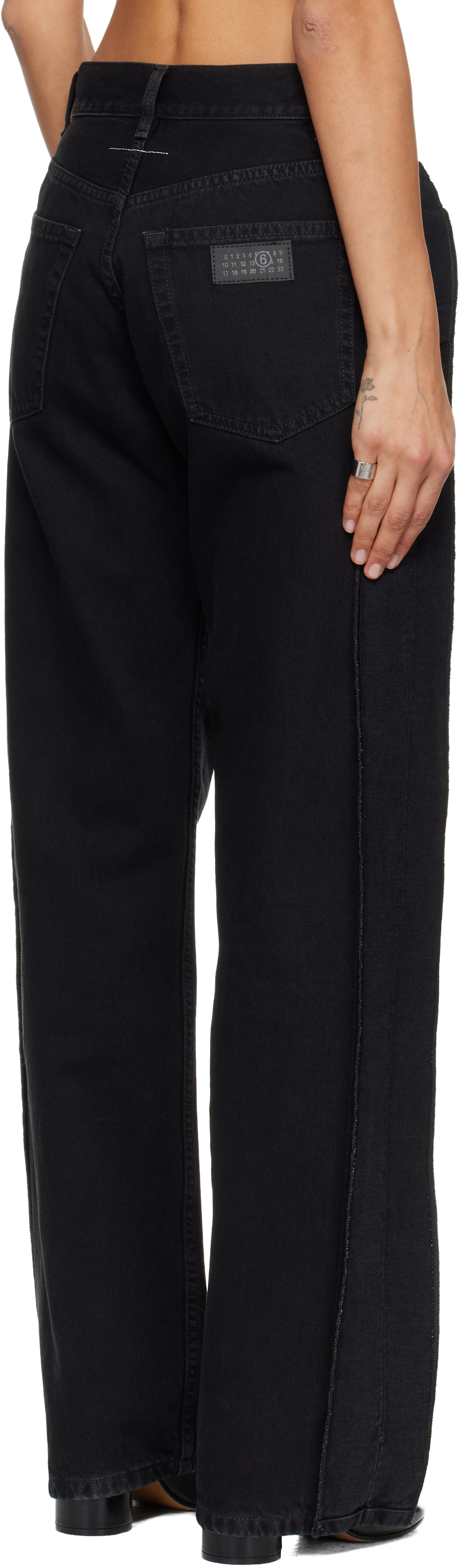 Mm6 Maison Margiela Black Straight-leg Jeans In Multi