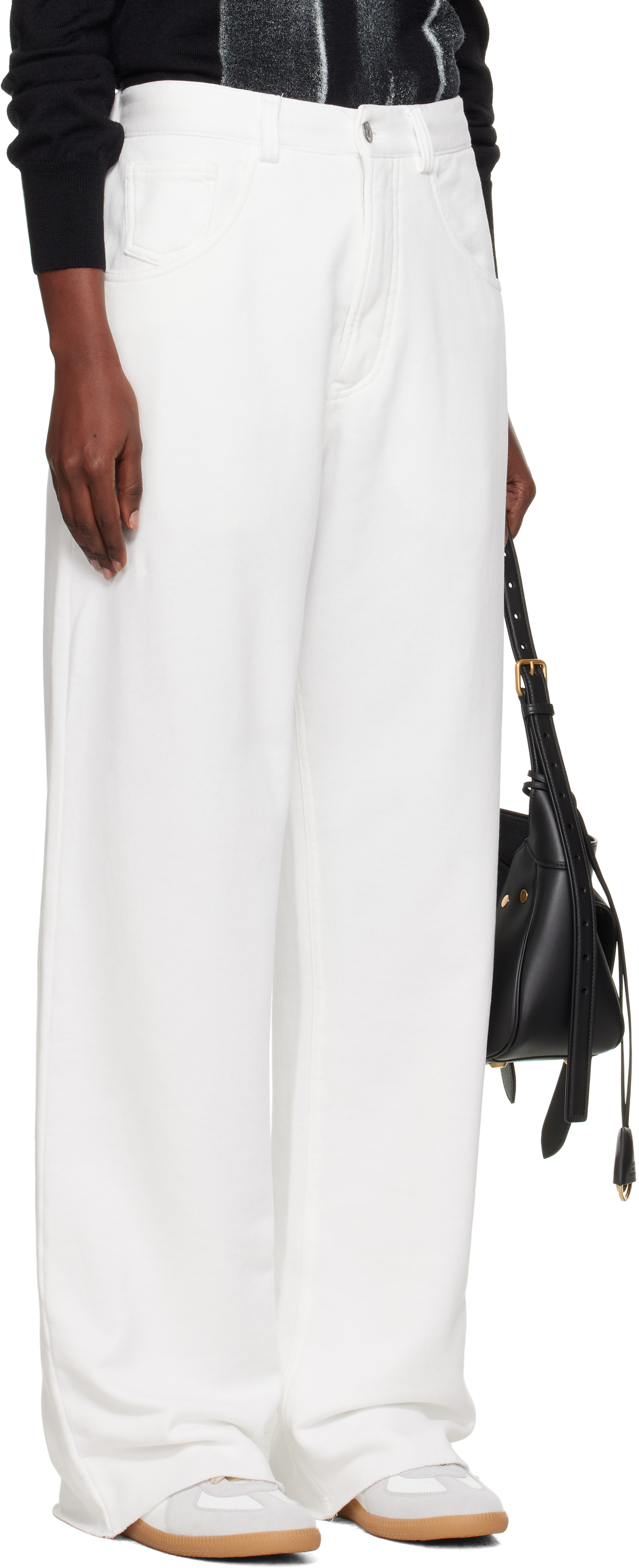 Mm6 Maison Margiela Off-white Brushed Sweat Jersey Trousers In White