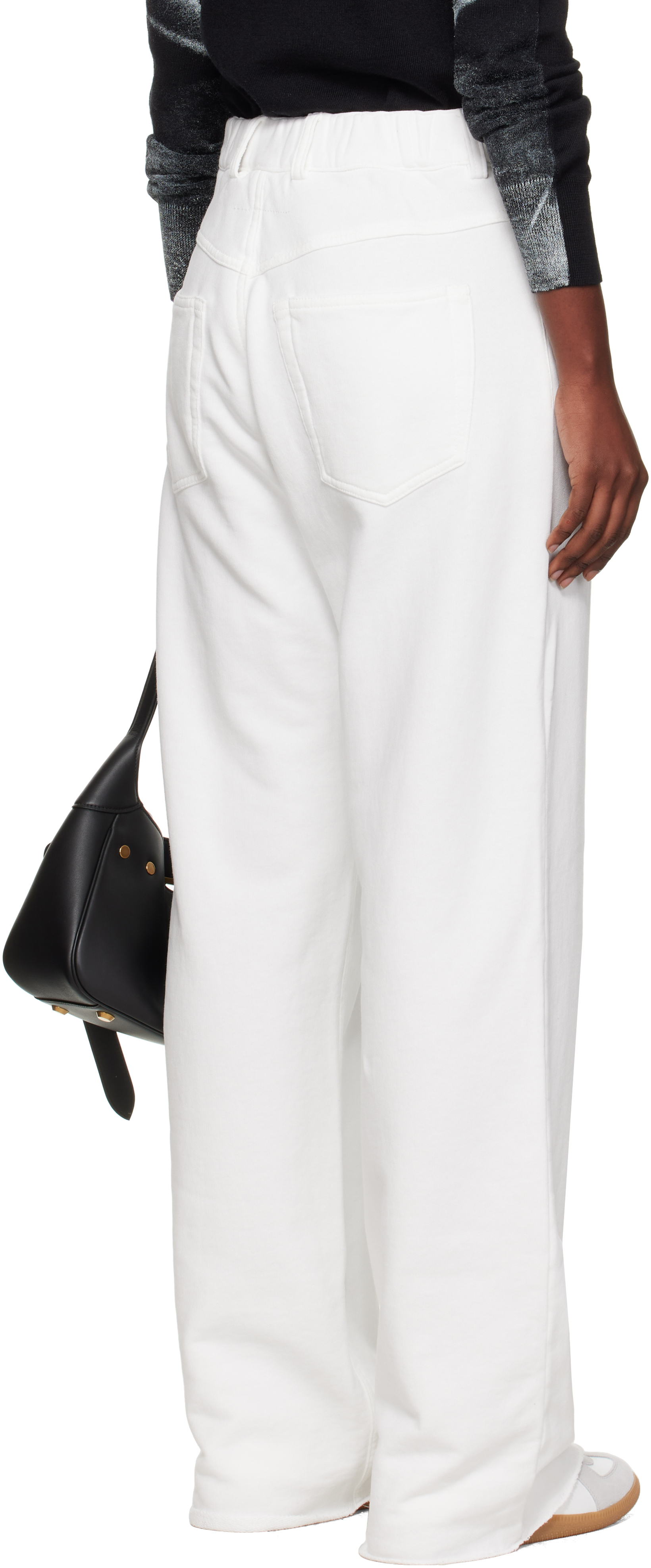 Mm6 Maison Margiela Off-white Brushed Sweat Jersey Trousers In White