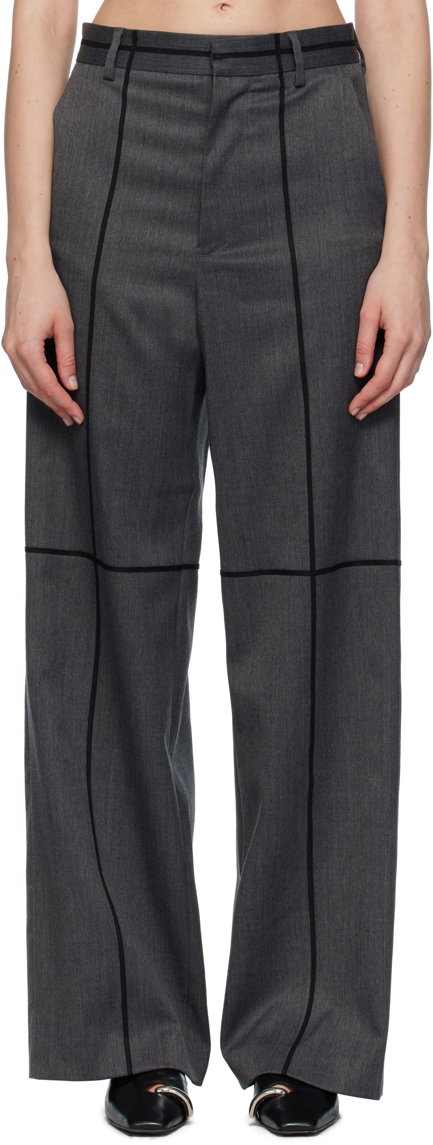 MM6 Maison Margiela: Gray Tailoring Wool Trousers | SSENSE