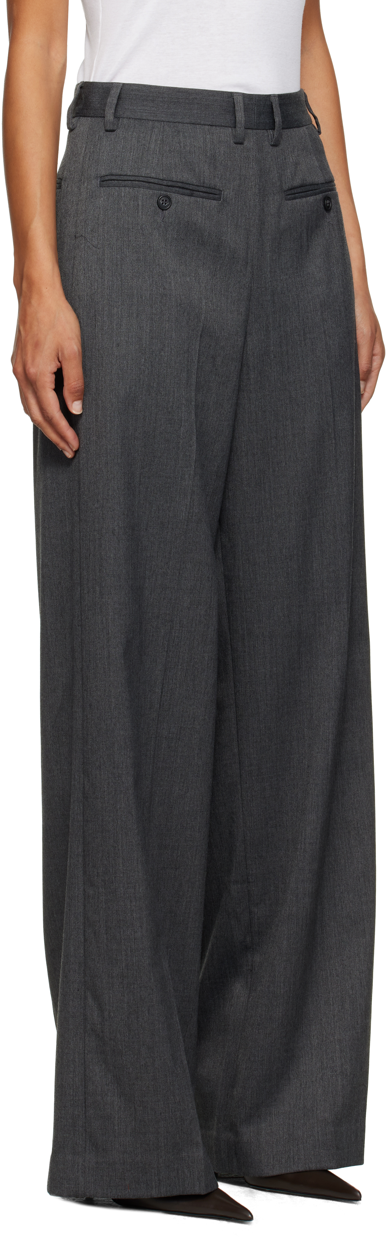 Mm6 Maison Margiela Tailored Back-to-front Pants In Gray