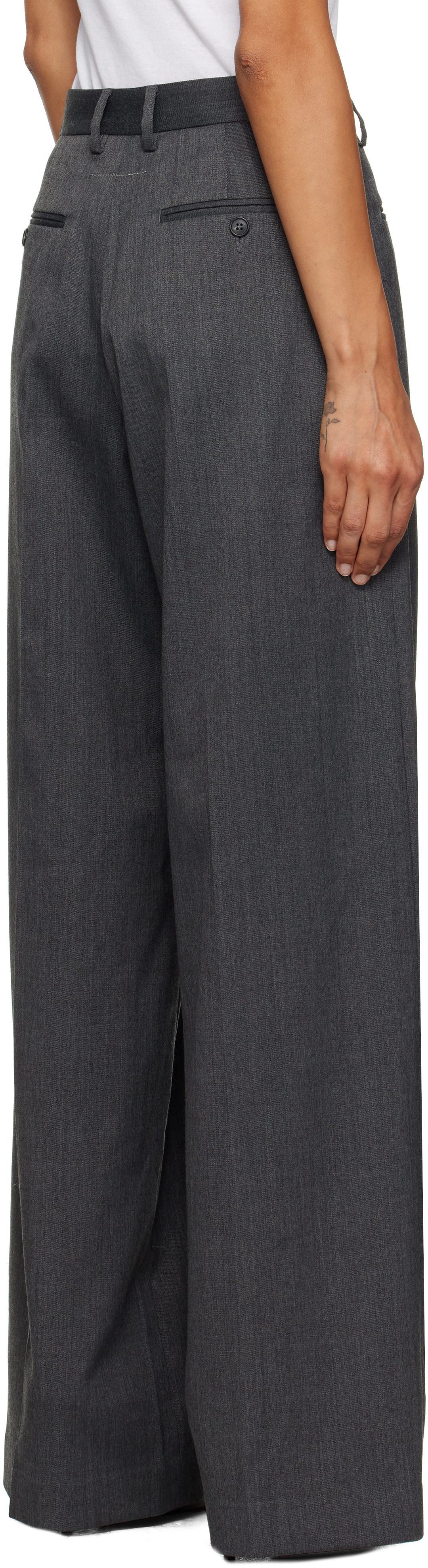 Mm6 Maison Margiela Tailored Back-to-front Pants In Gray