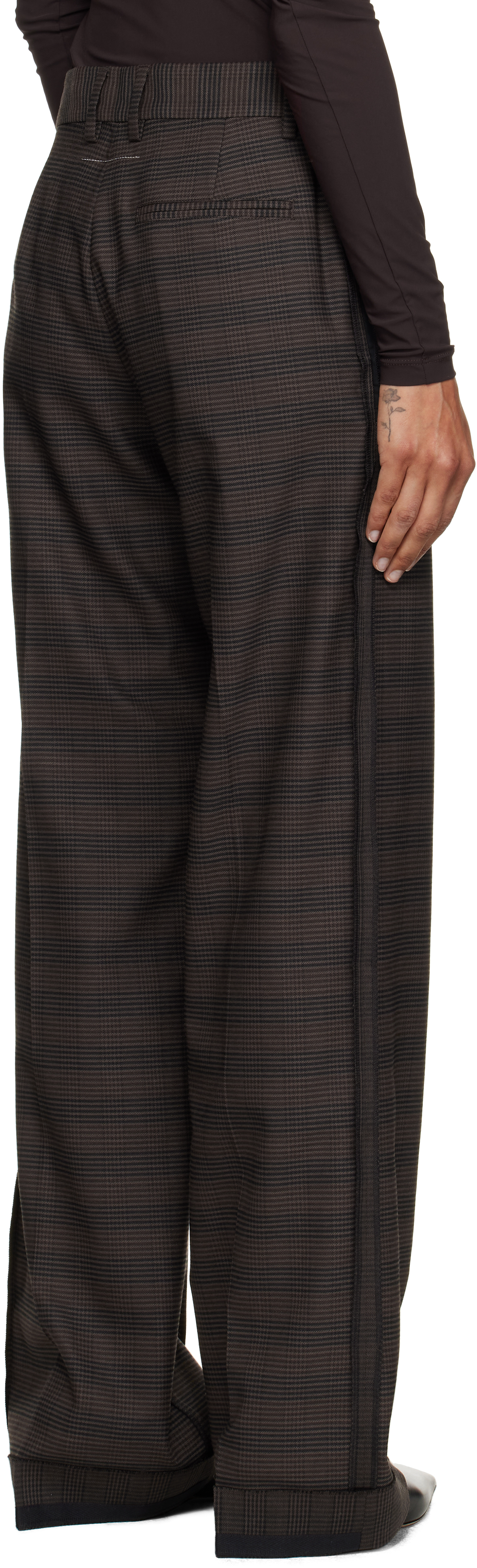 Mm6 Maison Margiela Brown & Black Checked Tailoring Trousers In Brown