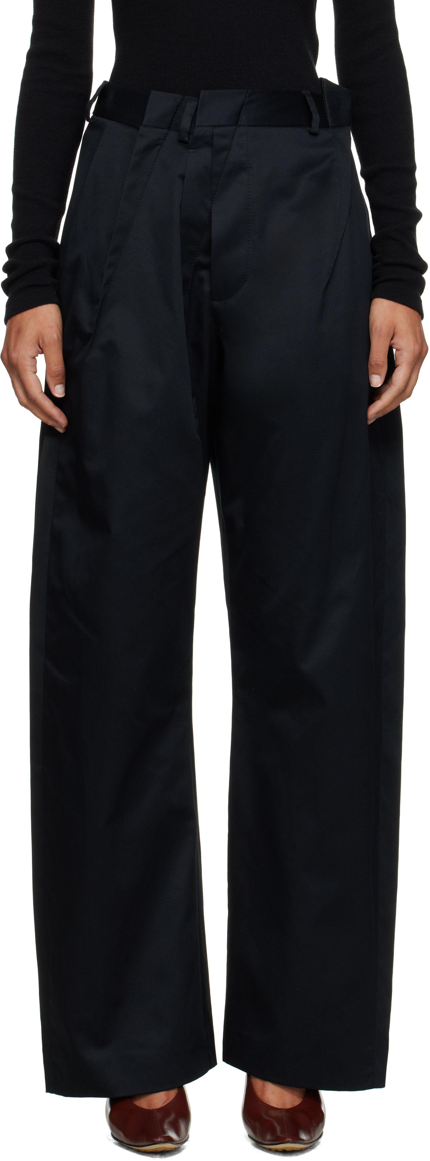 MM6 Maison Margiela: ブラック テーパードパンツ | SSENSE 日本