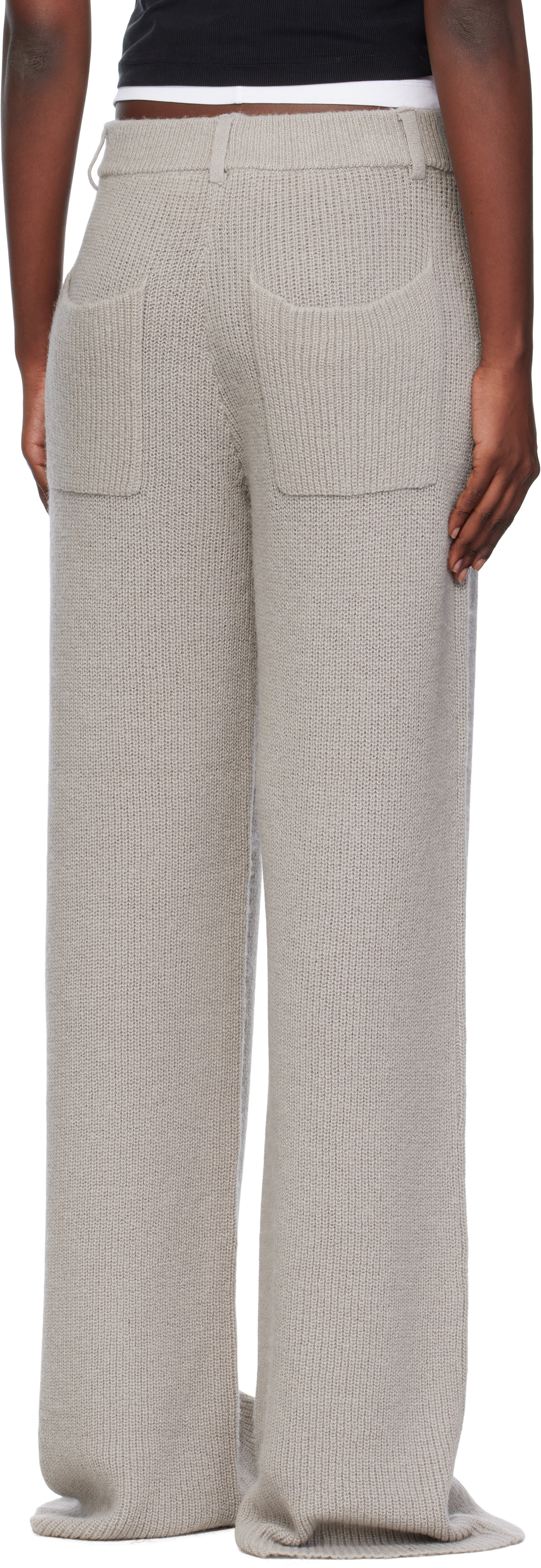 Aya Muse Ribbed Knitted Trousers In Gray