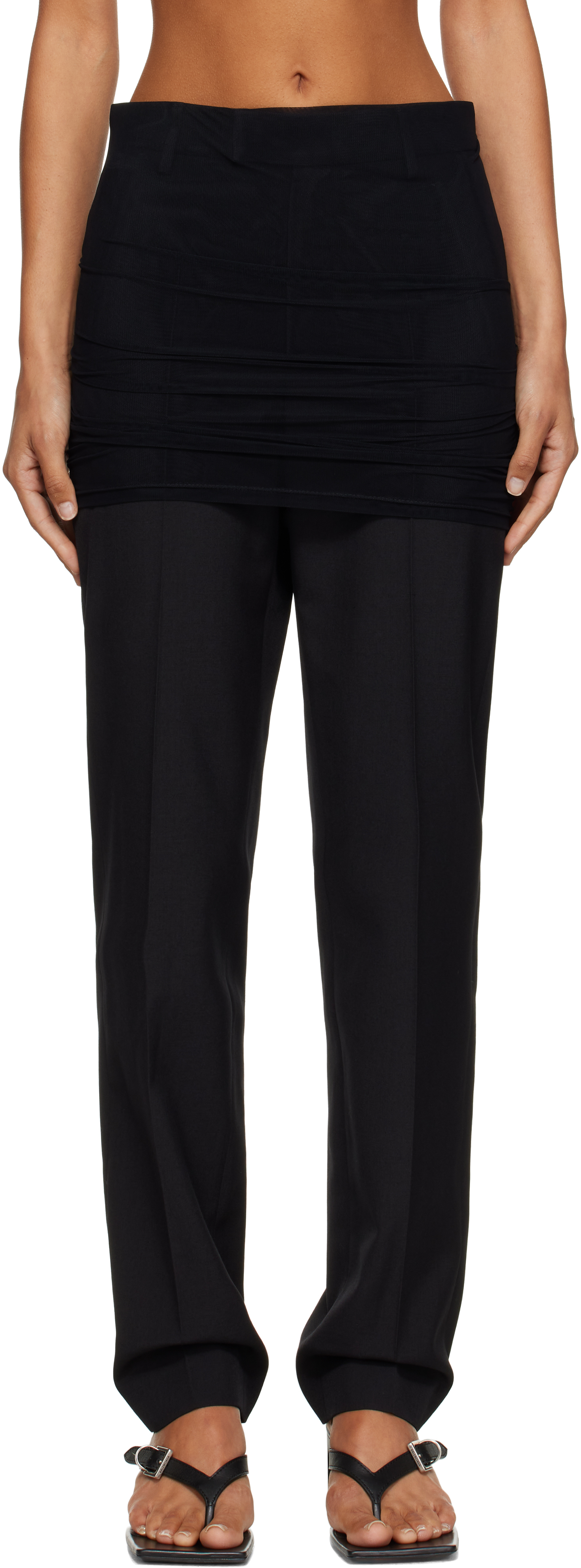 Mm6 Maison Margiela Black Light Wool Blend Trousers In Black