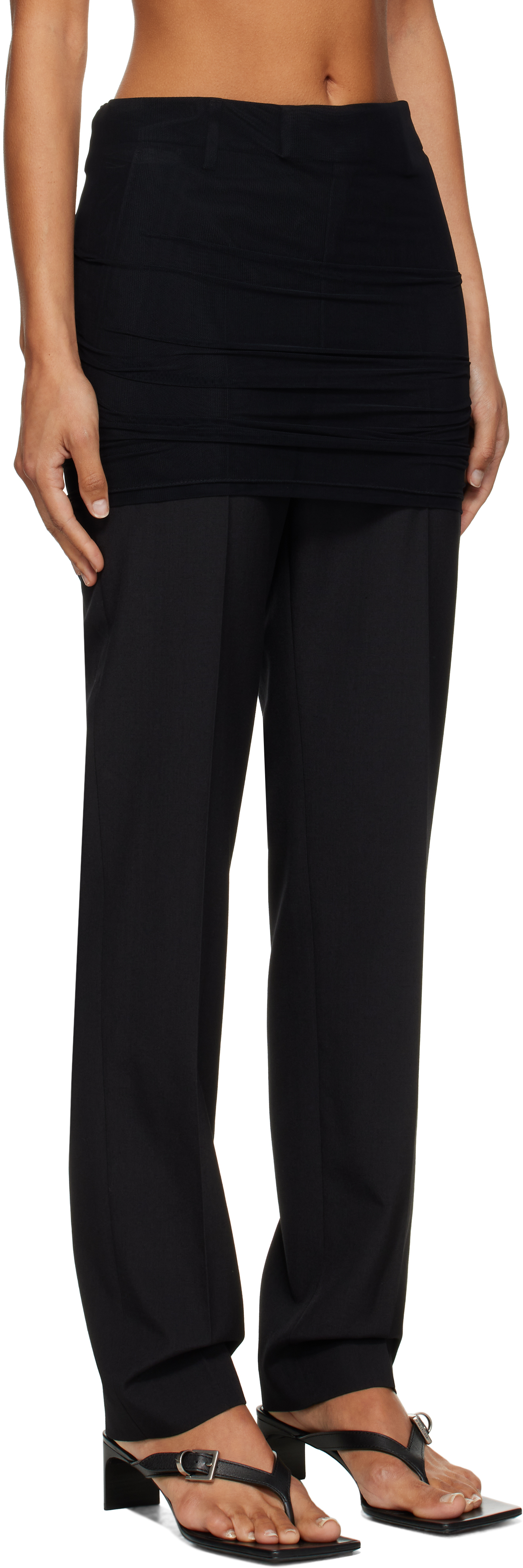Mm6 Maison Margiela Black Light Wool Blend Trousers In Black