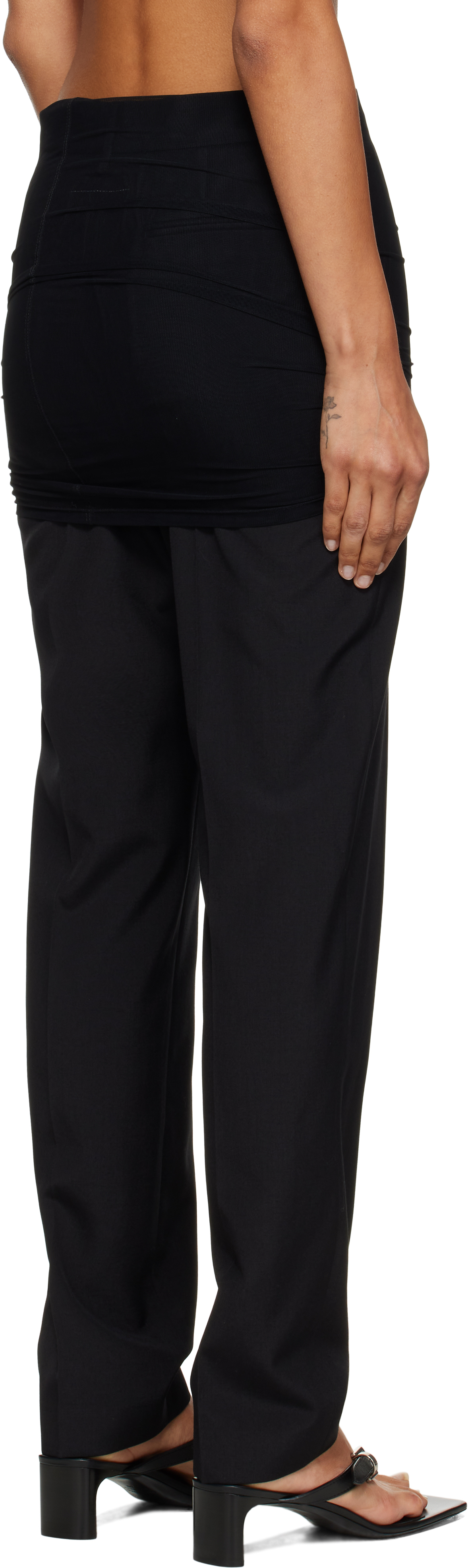 Mm6 Maison Margiela Black Light Wool Blend Trousers In Black