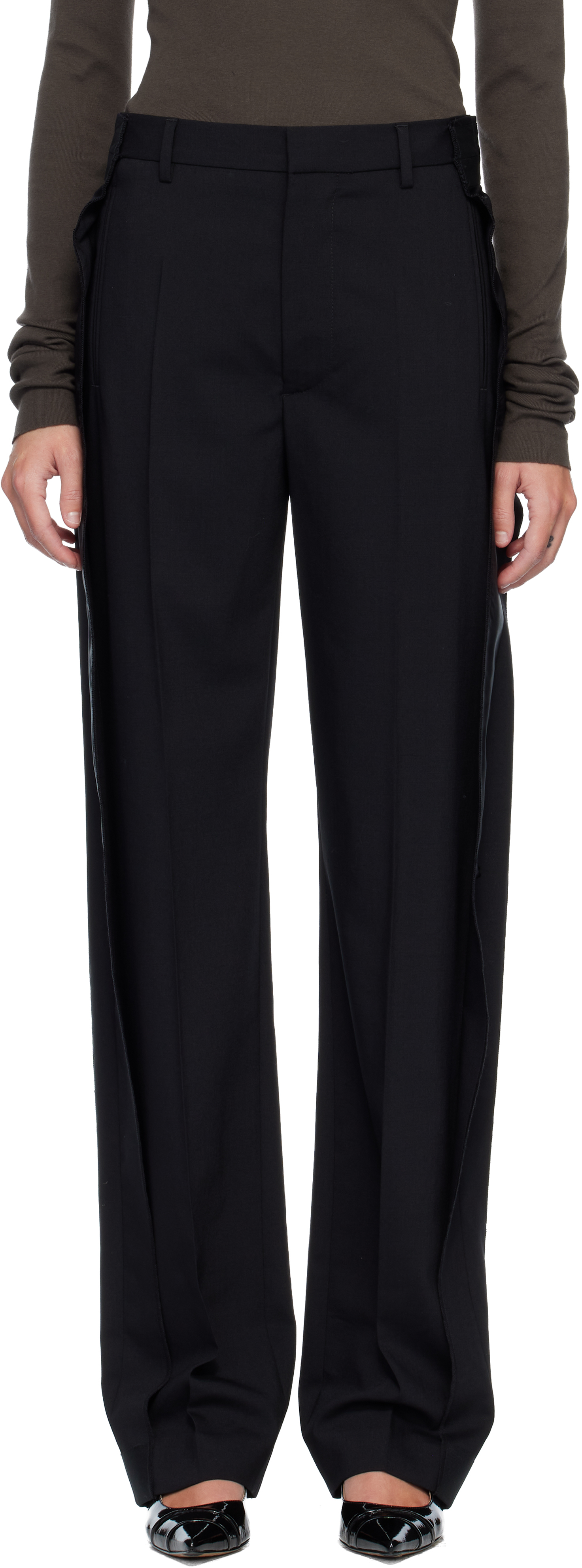 Mm6 Maison Margiela Black Fluid Wool Tailoring Trousers In Black