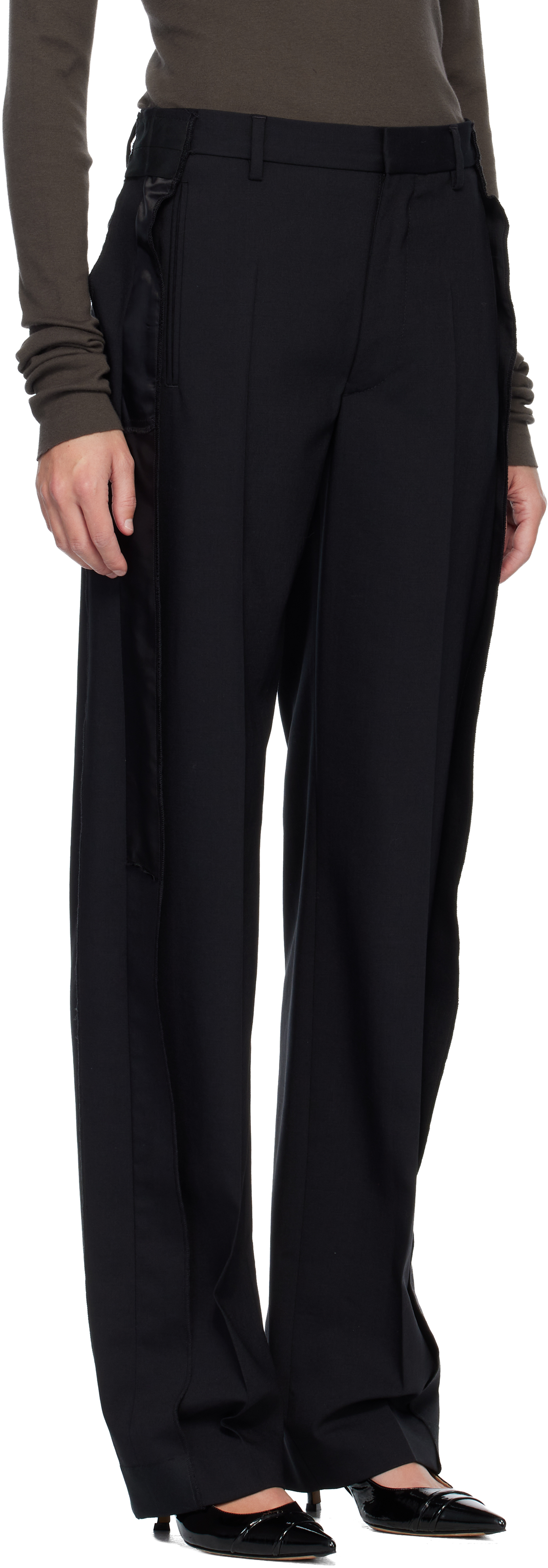 Mm6 Maison Margiela Black Fluid Wool Tailoring Trousers In Black
