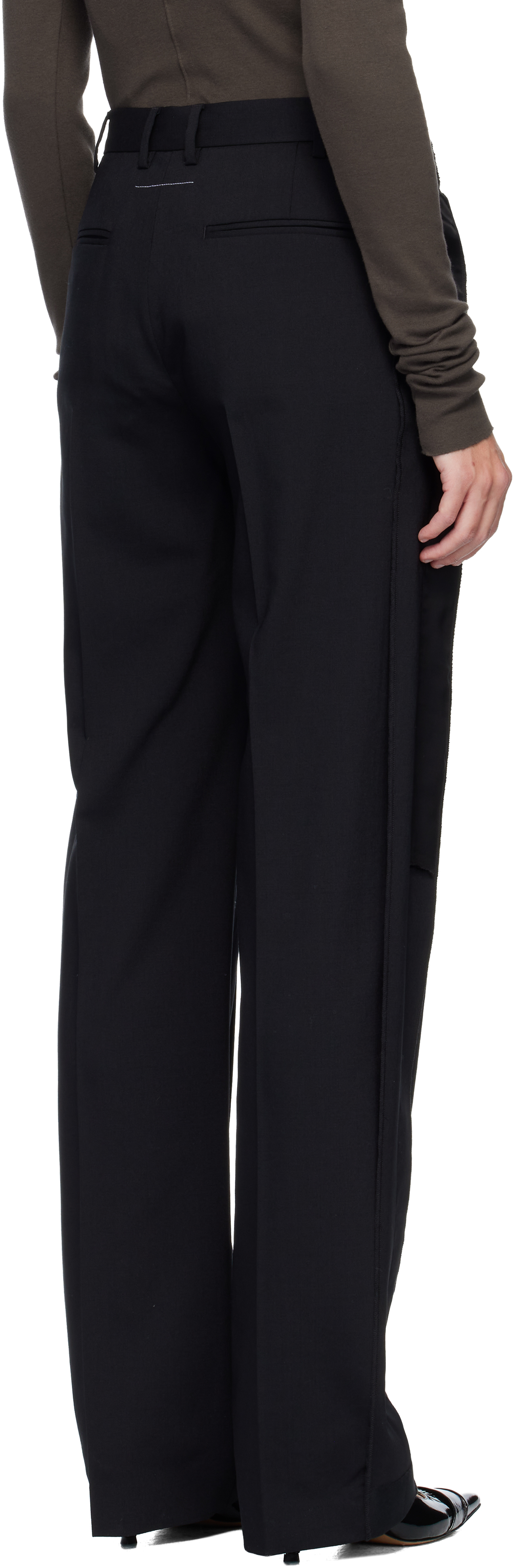 Mm6 Maison Margiela Black Fluid Wool Tailoring Trousers In Black