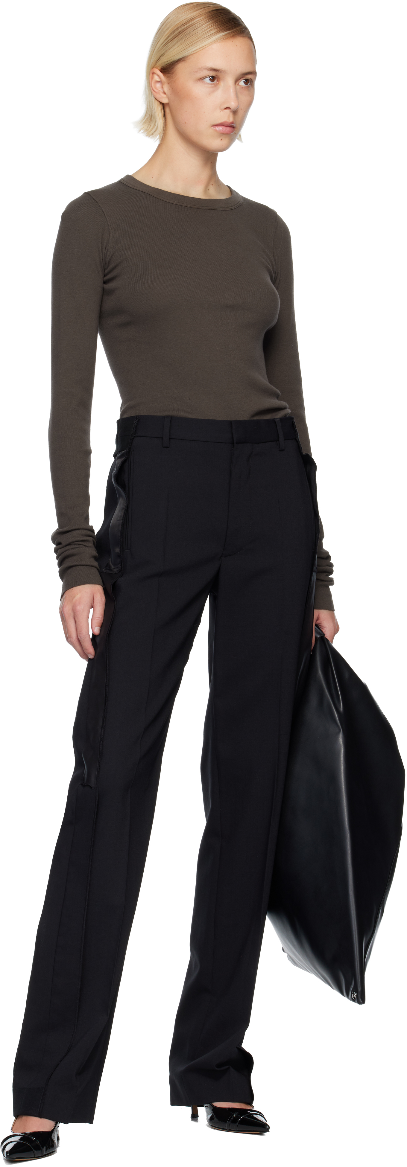 Mm6 Maison Margiela Black Fluid Wool Tailoring Trousers In Black