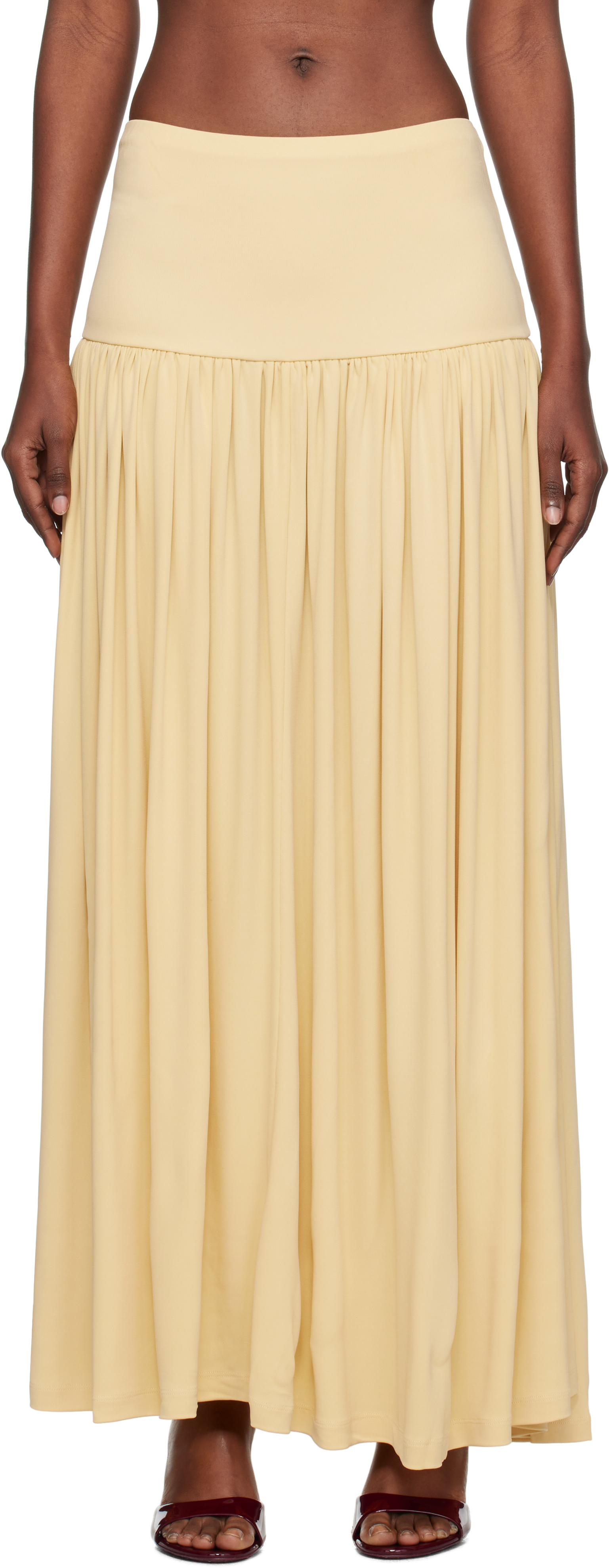 Aya Muse Gathered Jersey Maxi Skirt In Yellow