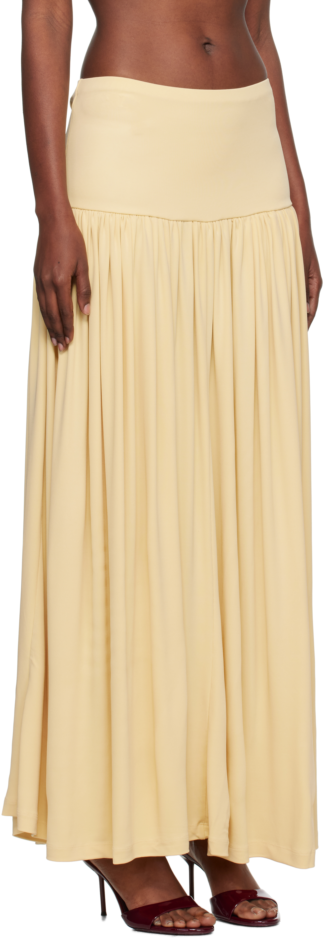 Aya Muse Gathered Jersey Maxi Skirt In Yellow