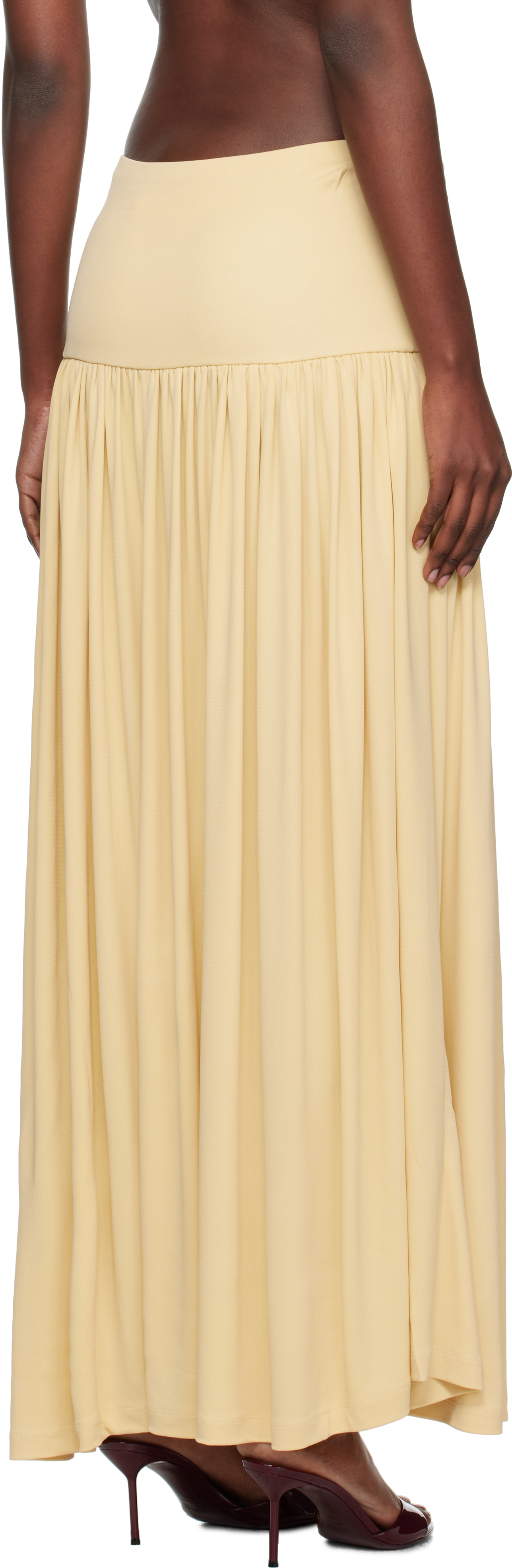 Aya Muse Gathered Jersey Maxi Skirt In Yellow