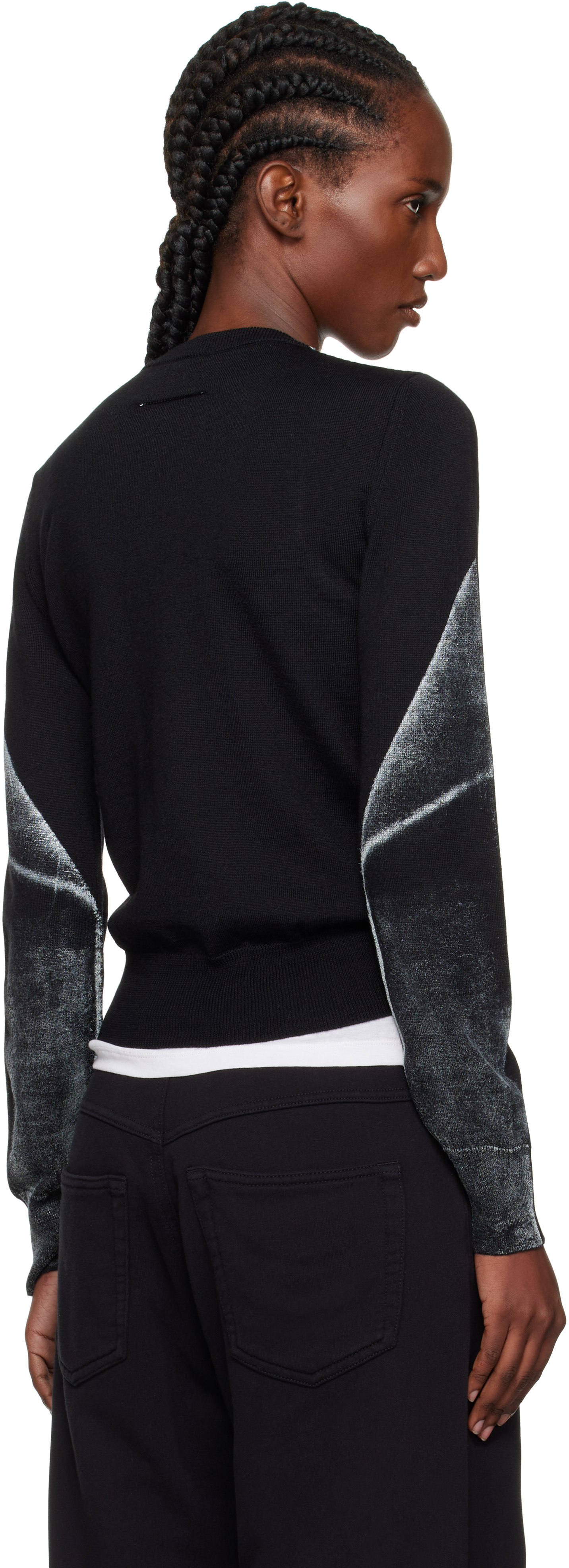 Mm6 Maison Margiela Black Folded Printed Gauge 14 Cardigan In Black