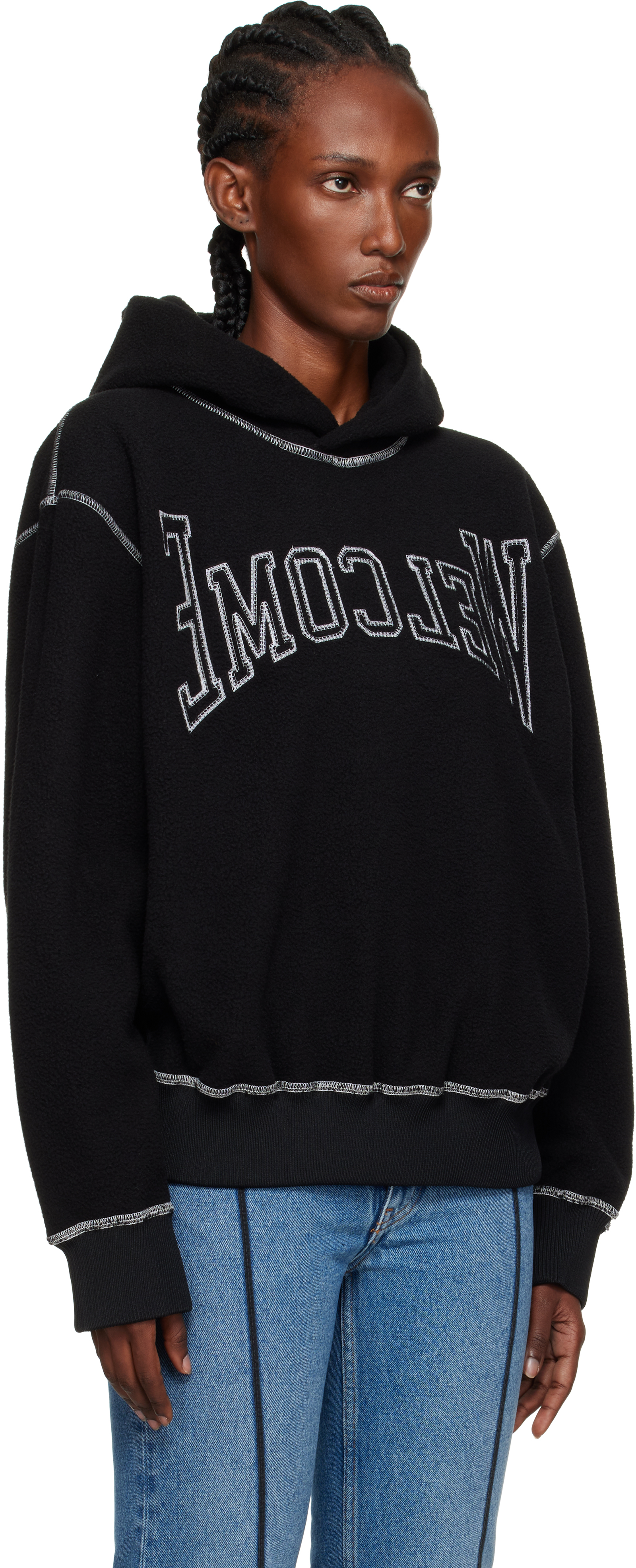 Mm6 Maison Margiela Knitwear Hooded Contrast Stitching In Black