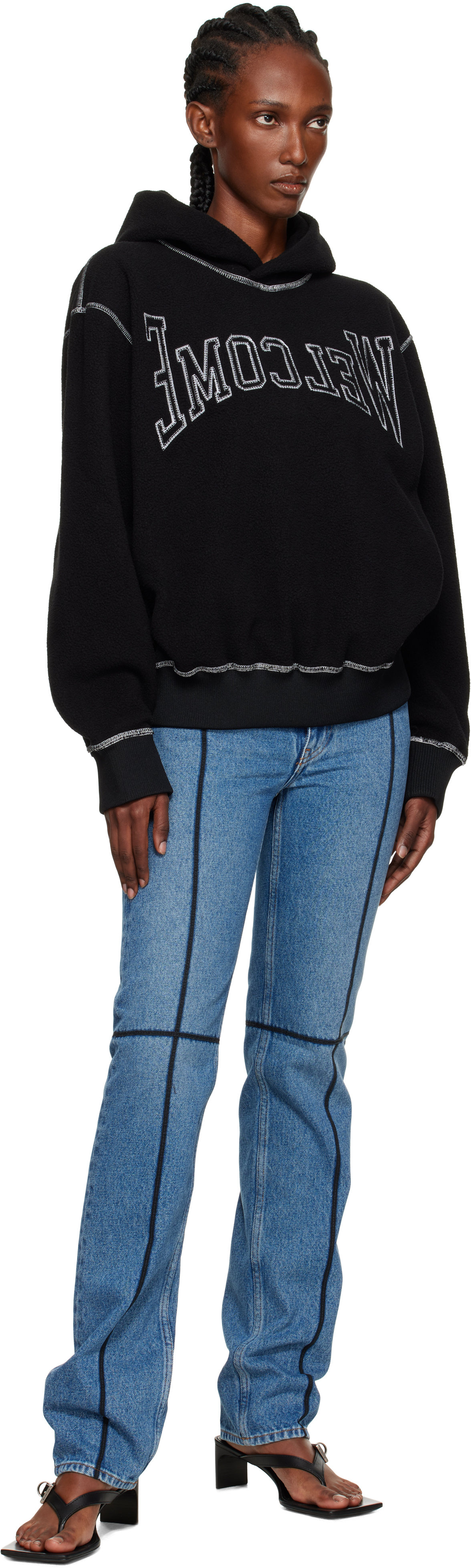 Mm6 Maison Margiela Knitwear Hooded Contrast Stitching In Black