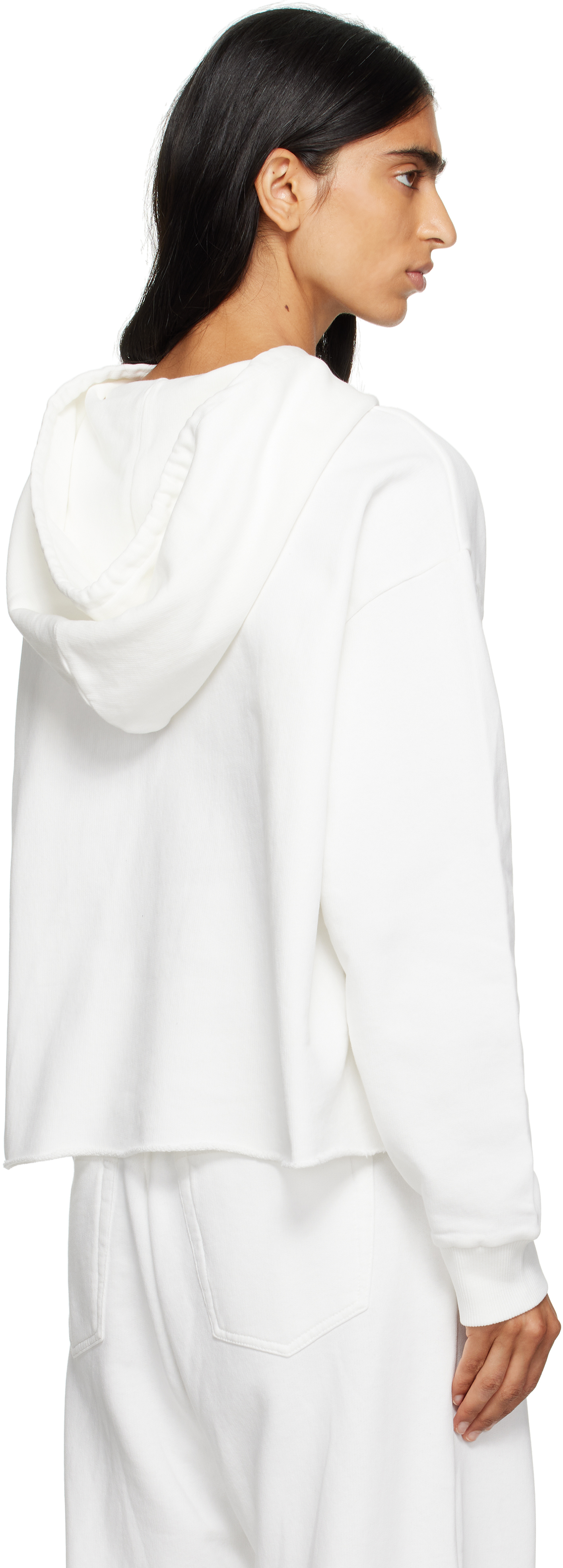 Mm6 Maison Margiela White Logo Patch Hoodie In White