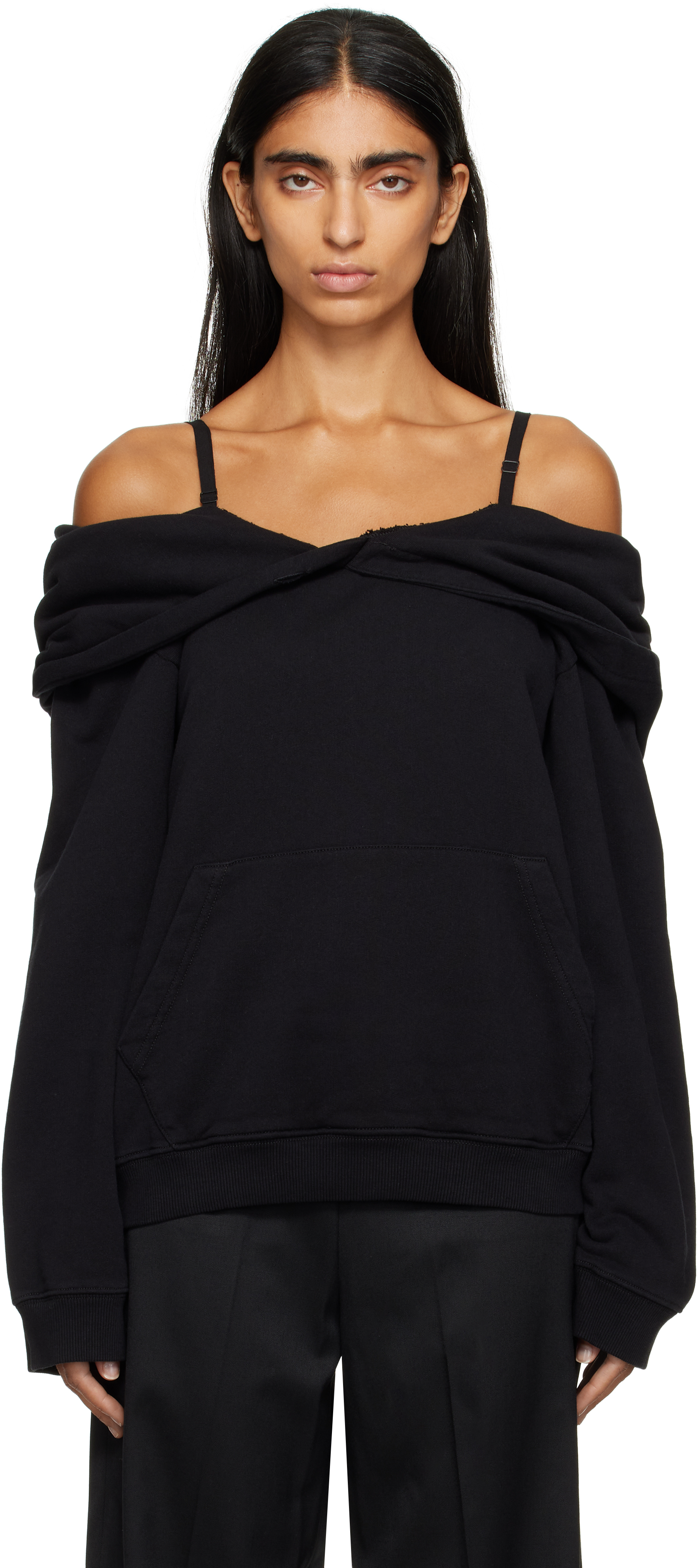 オールインワン・サロペット Mm6 By Maison Margiela Off-Shoulder Black Sweatshirt Dress MM6 Maison Margiela sweatshirt PRM EU