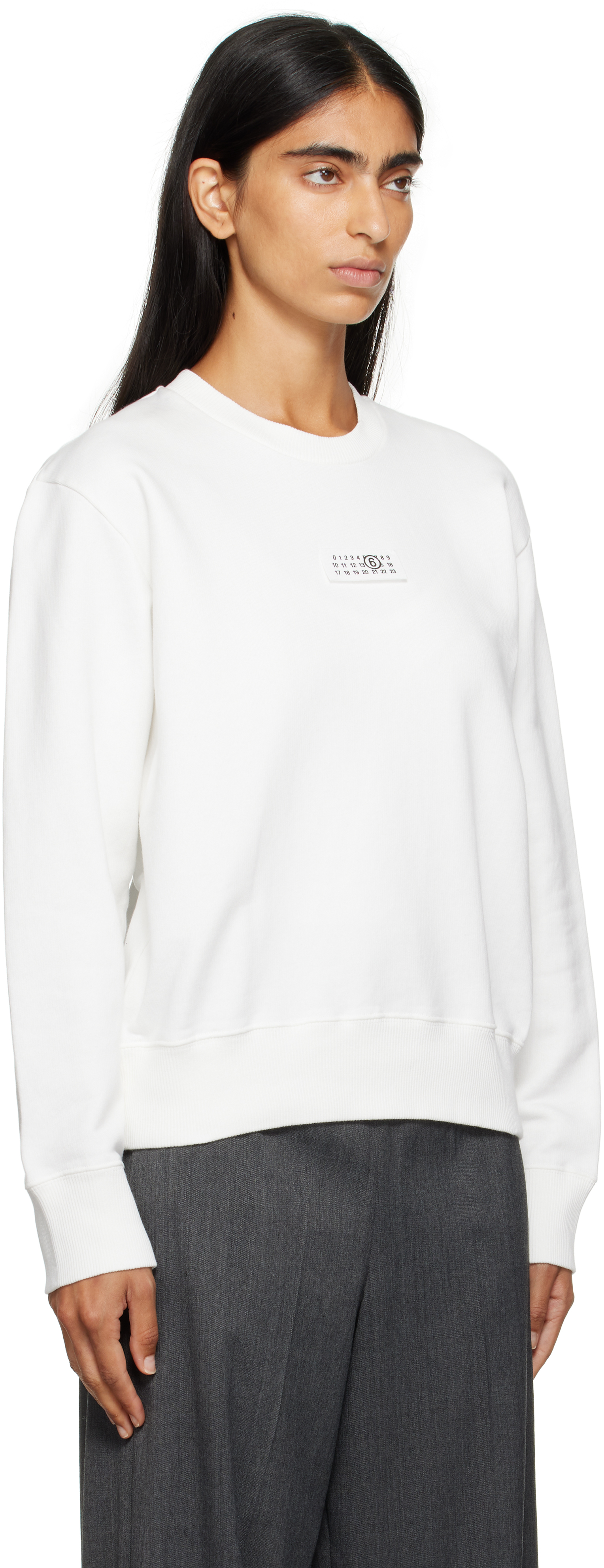 Mm6 Maison Margiela Off-white Logo Patch Sweatshirt In White