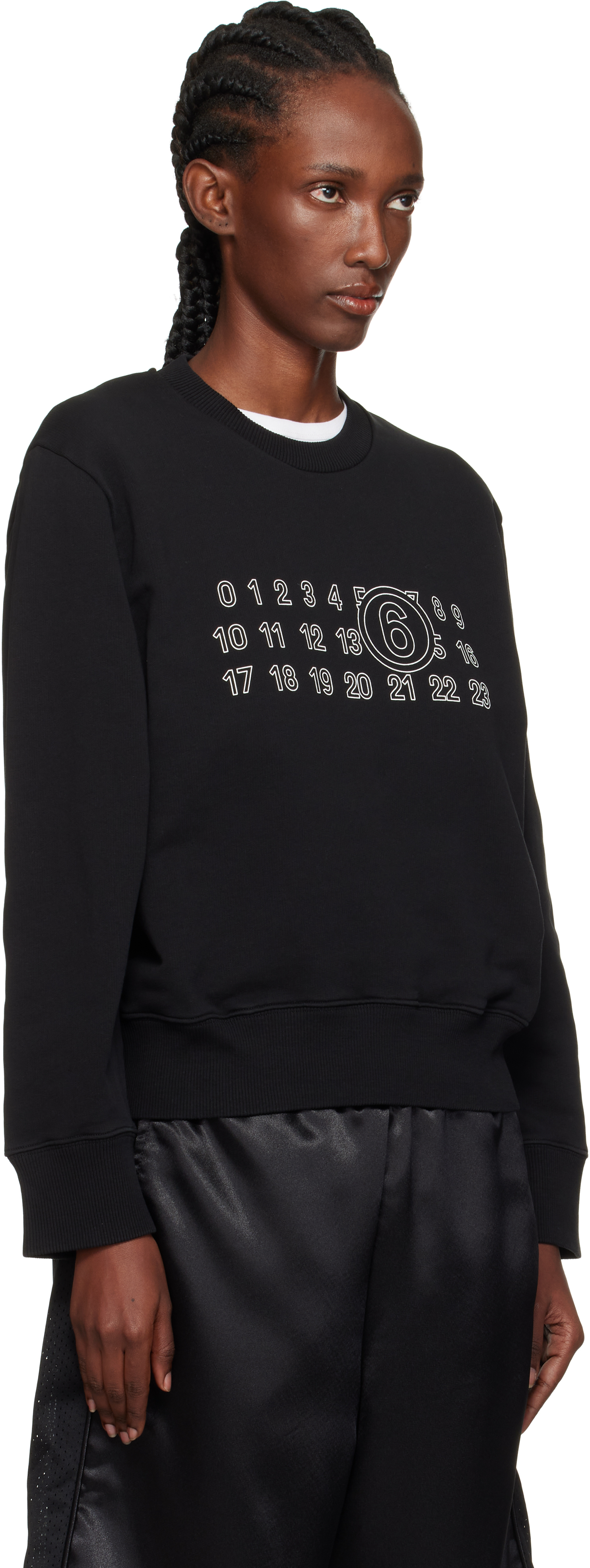 Mm6 Maison Margiela Black Unbrushed Sweat Jersey Sweatshirt In Black