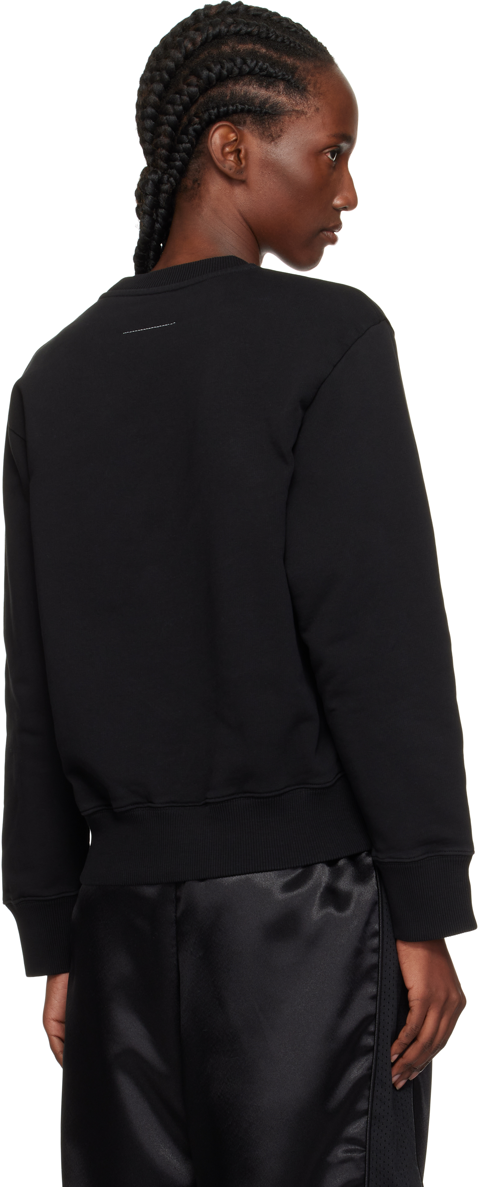 Mm6 Maison Margiela Black Unbrushed Sweat Jersey Sweatshirt In Black