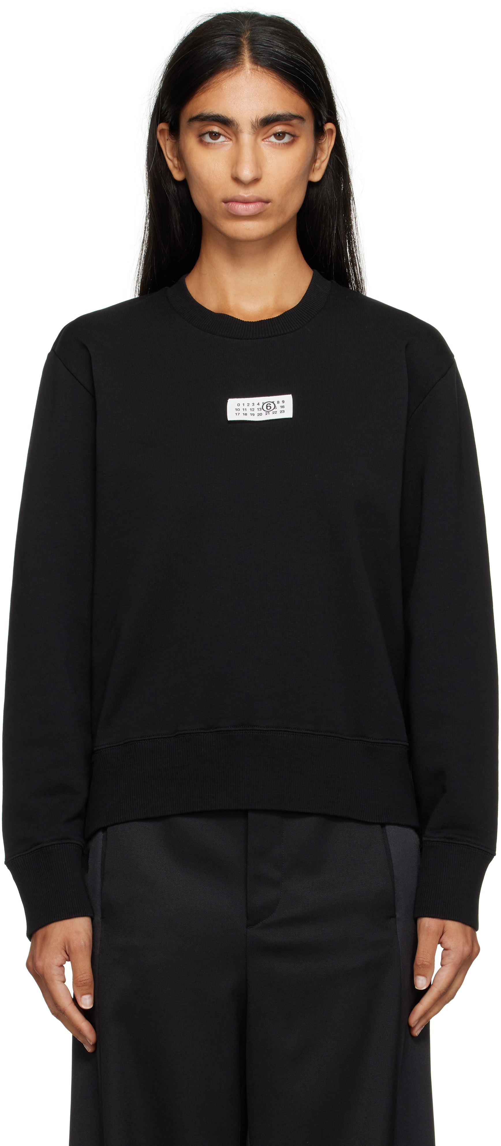 Mm6 Maison Margiela Black Logo Patch Sweatshirt In Black
