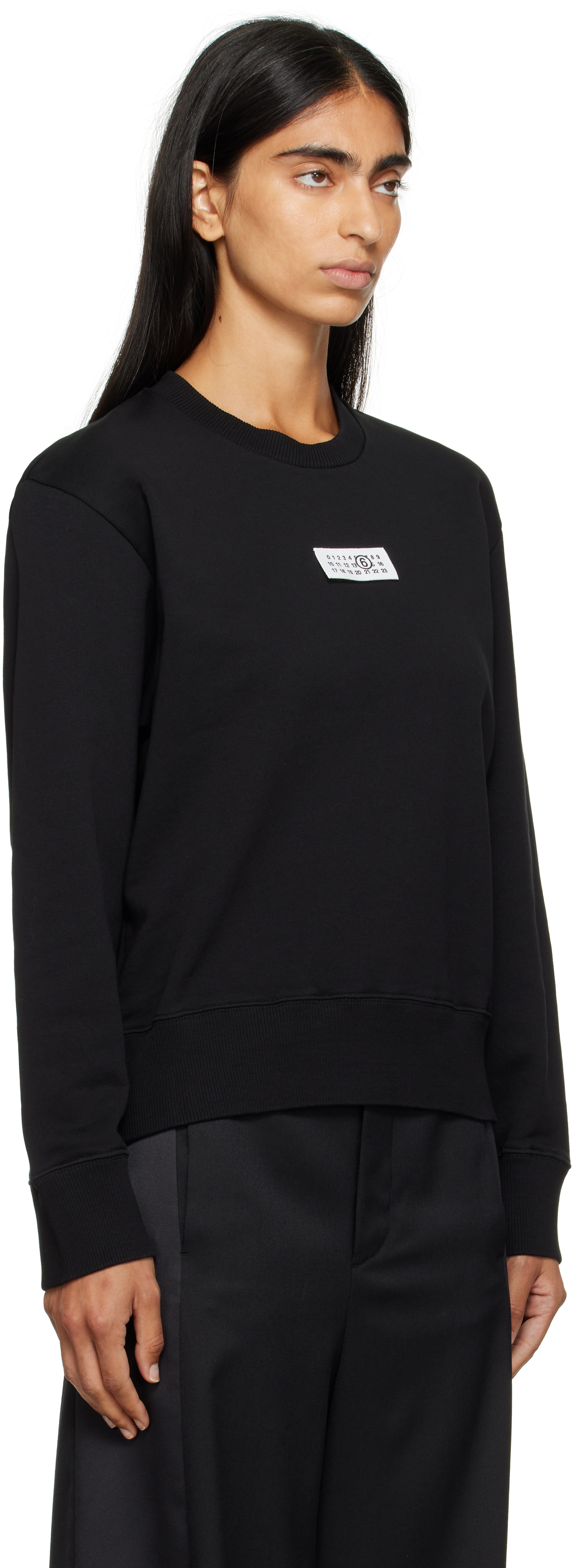 Mm6 Maison Margiela Black Logo Patch Sweatshirt In Black