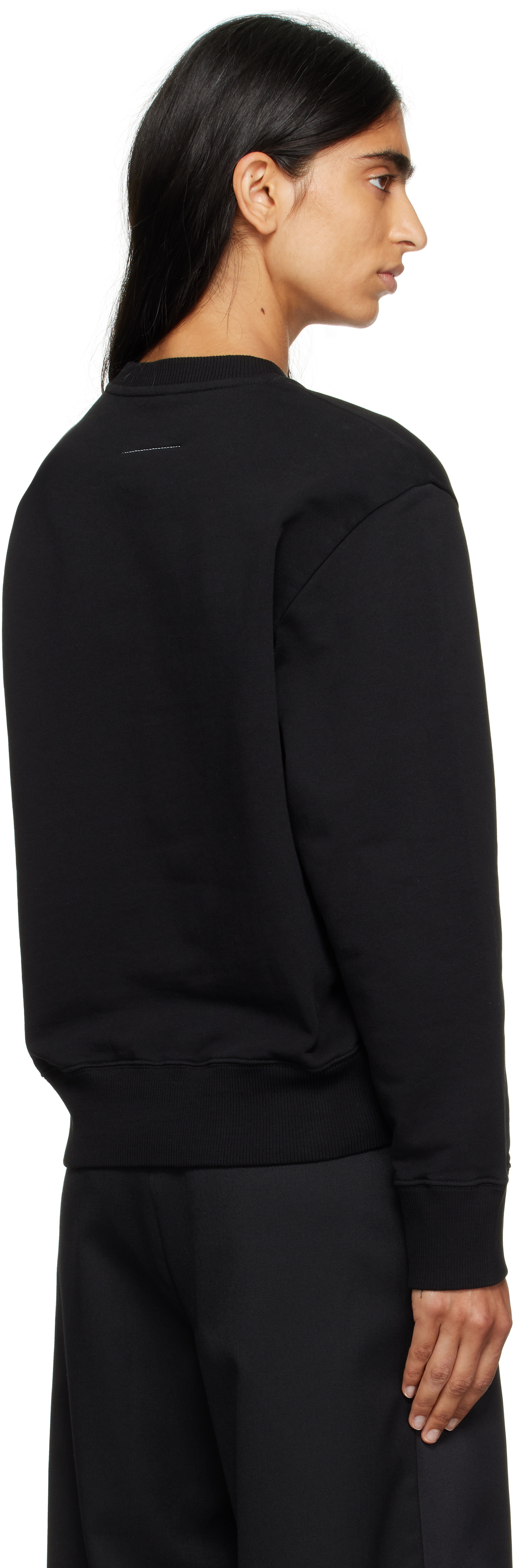 Mm6 Maison Margiela Black Logo Patch Sweatshirt In Black
