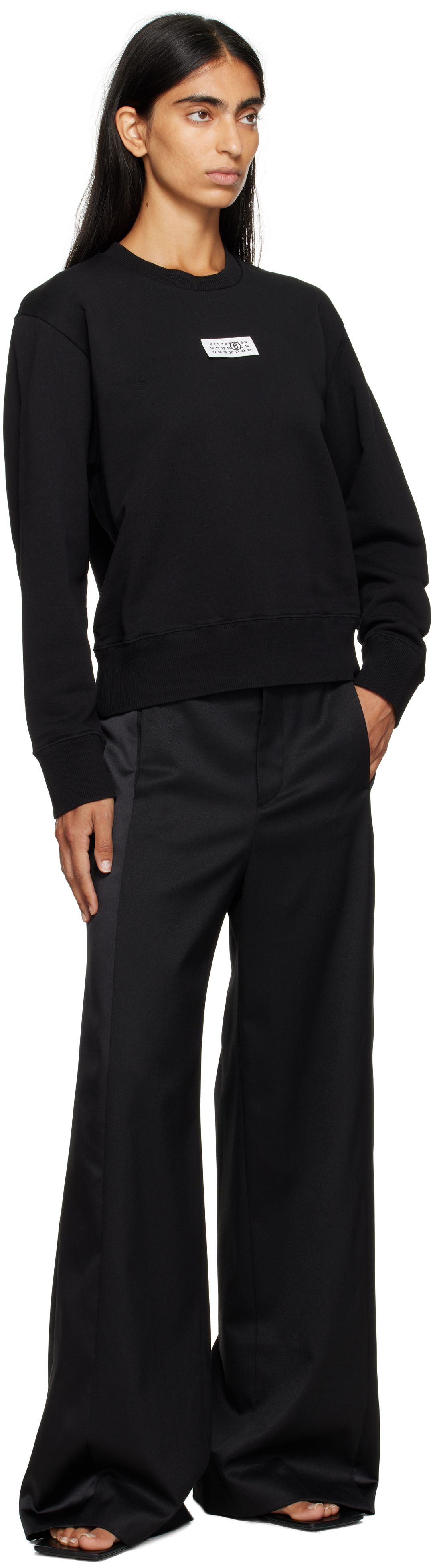 Mm6 Maison Margiela Black Logo Patch Sweatshirt In Black