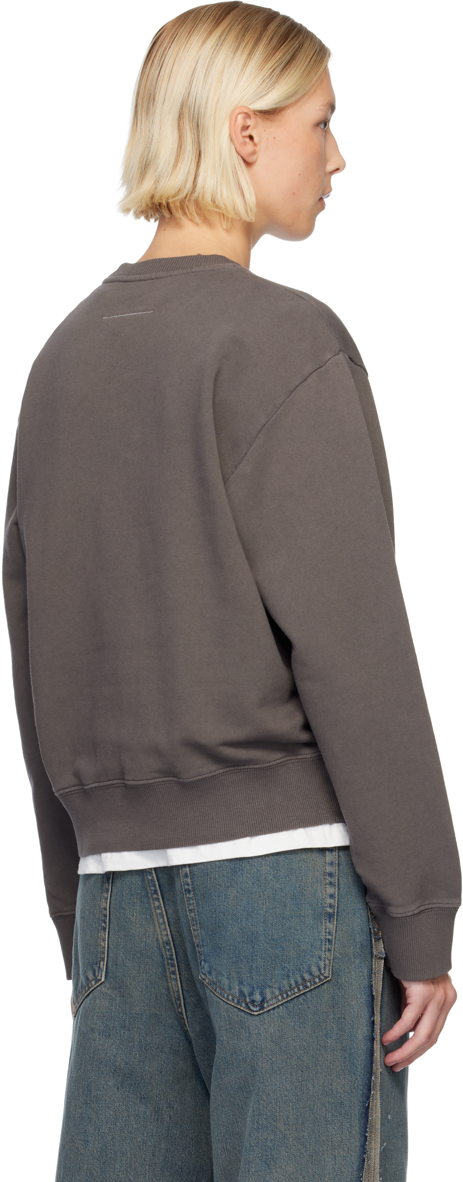 Mm6 Maison Margiela Taupe Taped Patch Sweatshirt In Brown