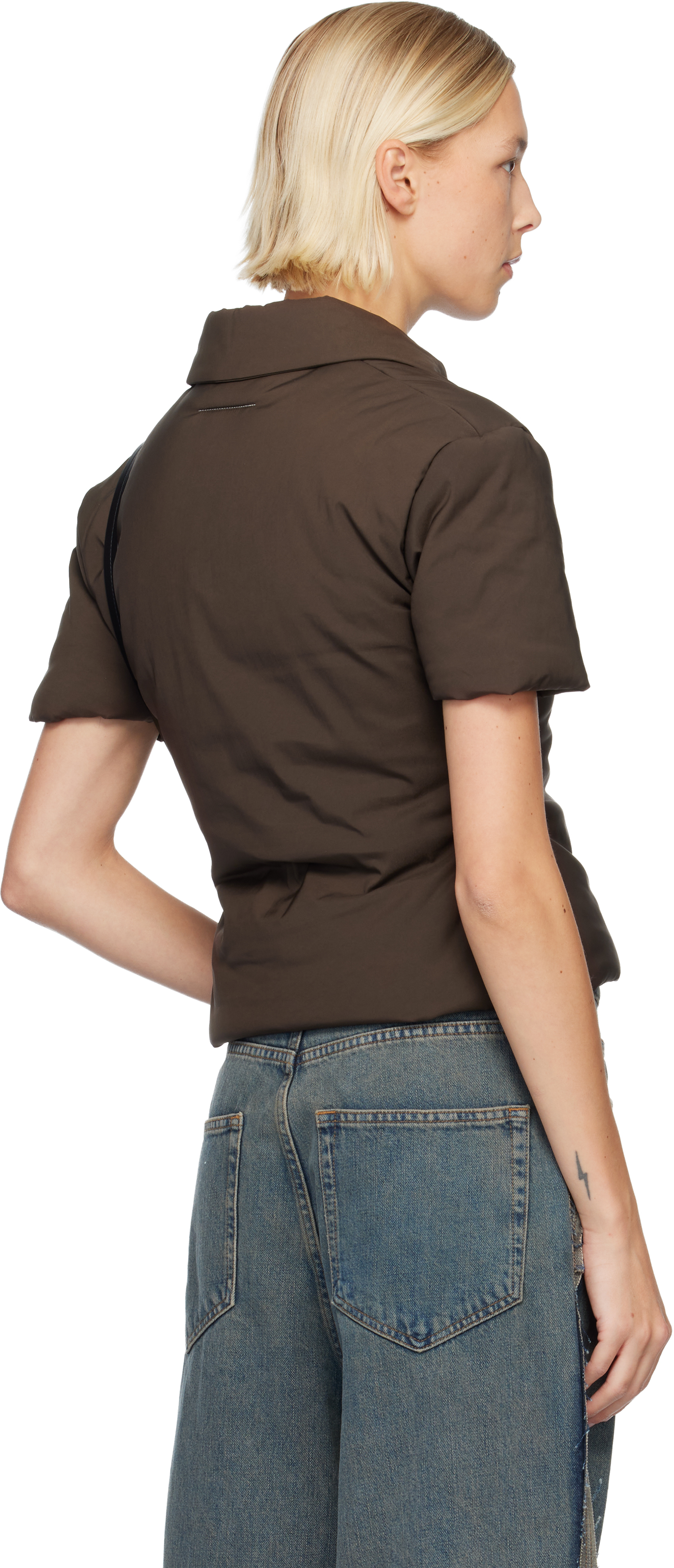 Mm6 Maison Margiela Brown Padded Polo In Brown