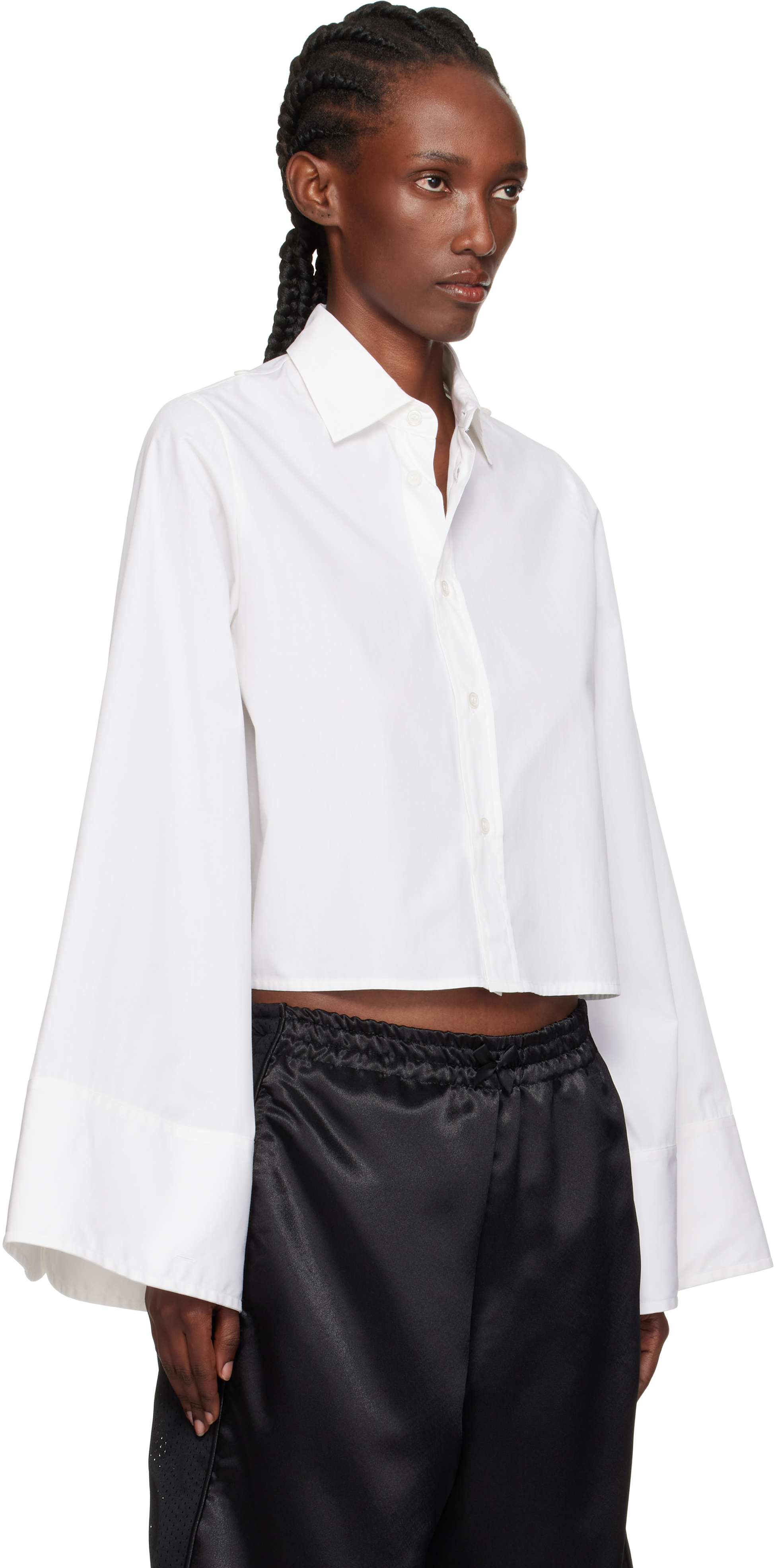Mm6 Maison Margiela Mm6 By Maison Margiela Cropped Cotton Shirt With Front Button Closure In White
