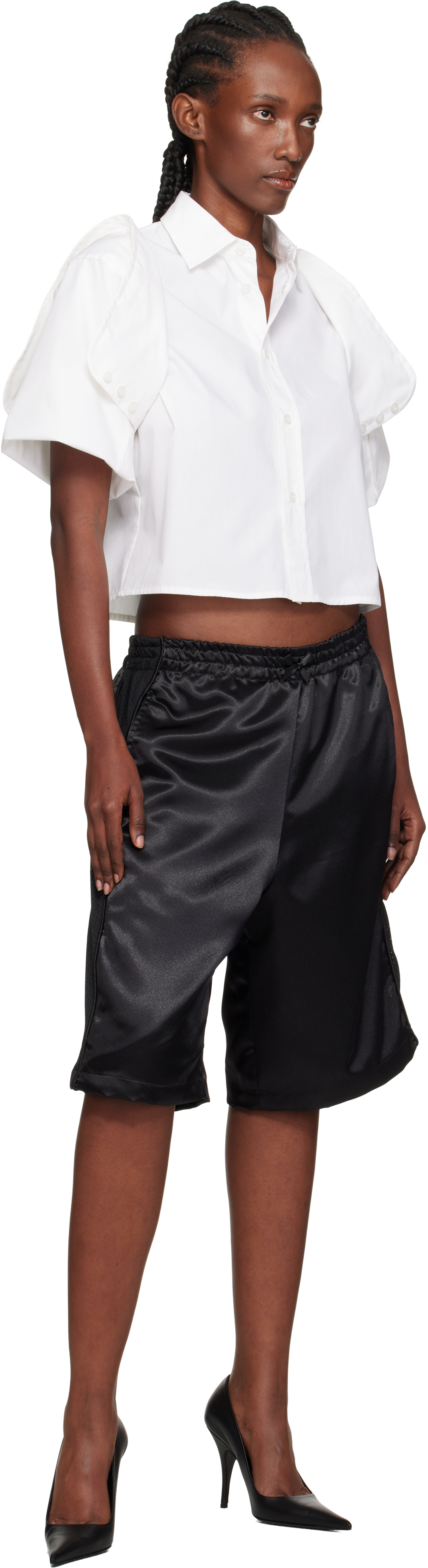 Mm6 Maison Margiela Mm6 By Maison Margiela Cropped Cotton Shirt With Front Button Closure In White