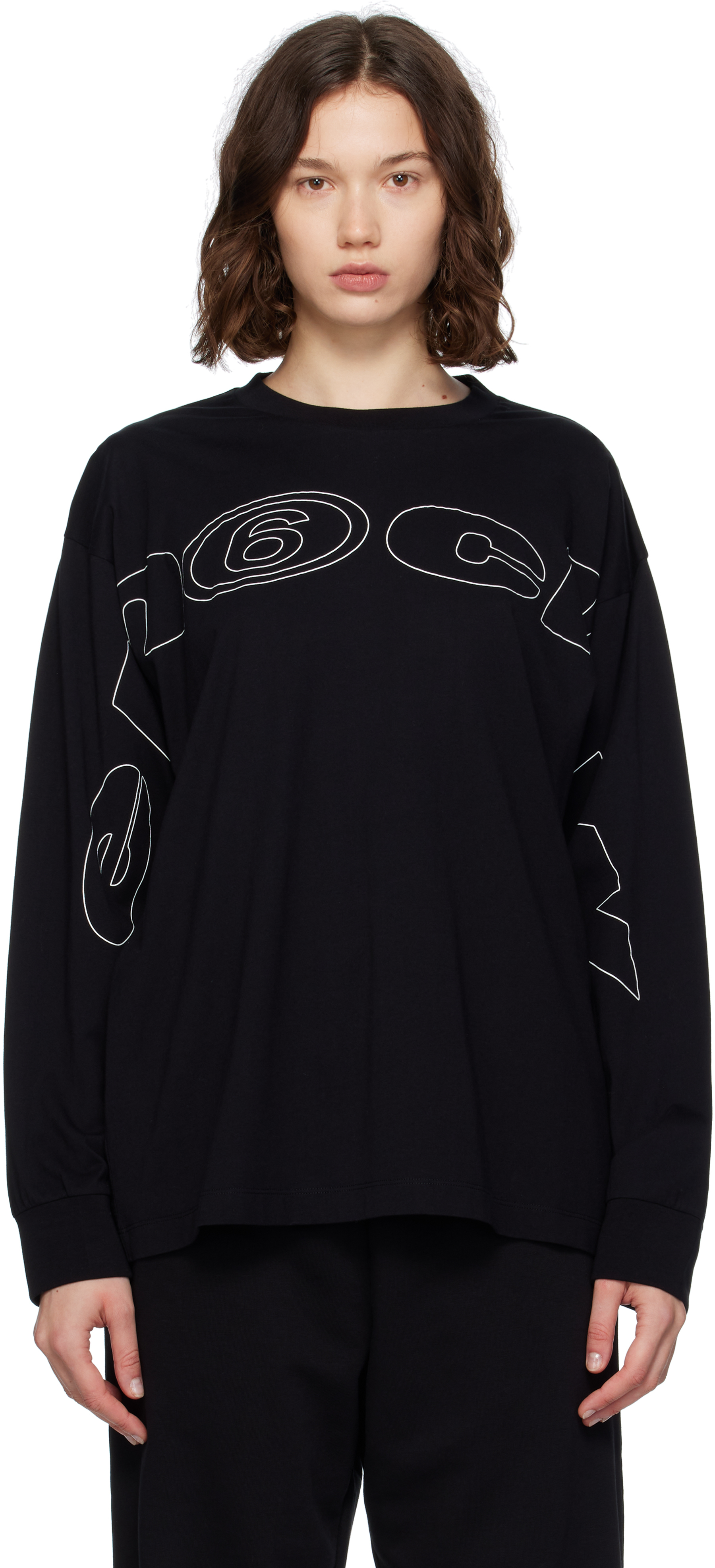 公式通販サイト - ファッション 通販 MM6 SSENSE | T-shirt Sleeve Long Black Margiela: Maison トップス