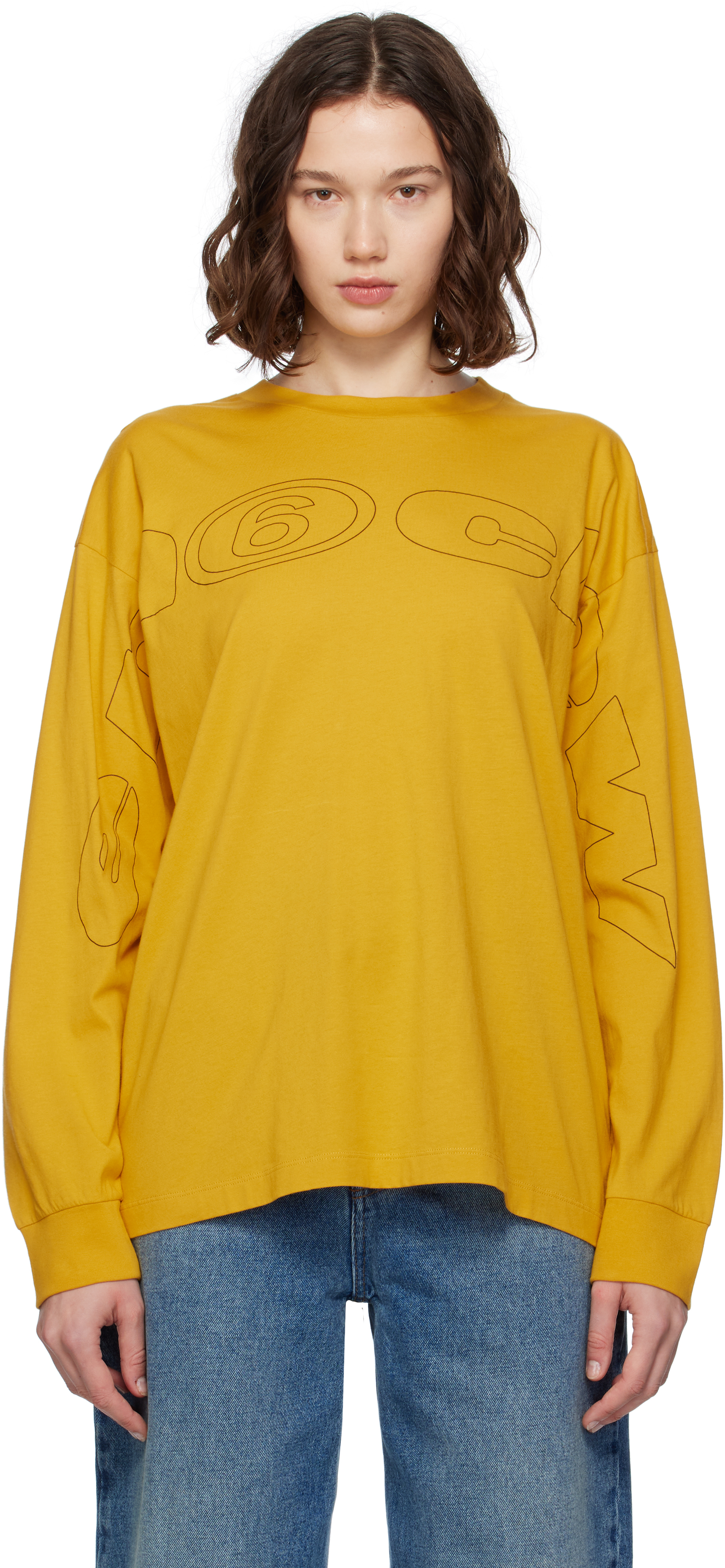 【関税込み】MM6 Maison Margiela イエロー 長袖Tシャツ MM6 Maison Margiela: イエロー 長袖Tシャツ | SSENSE 日本