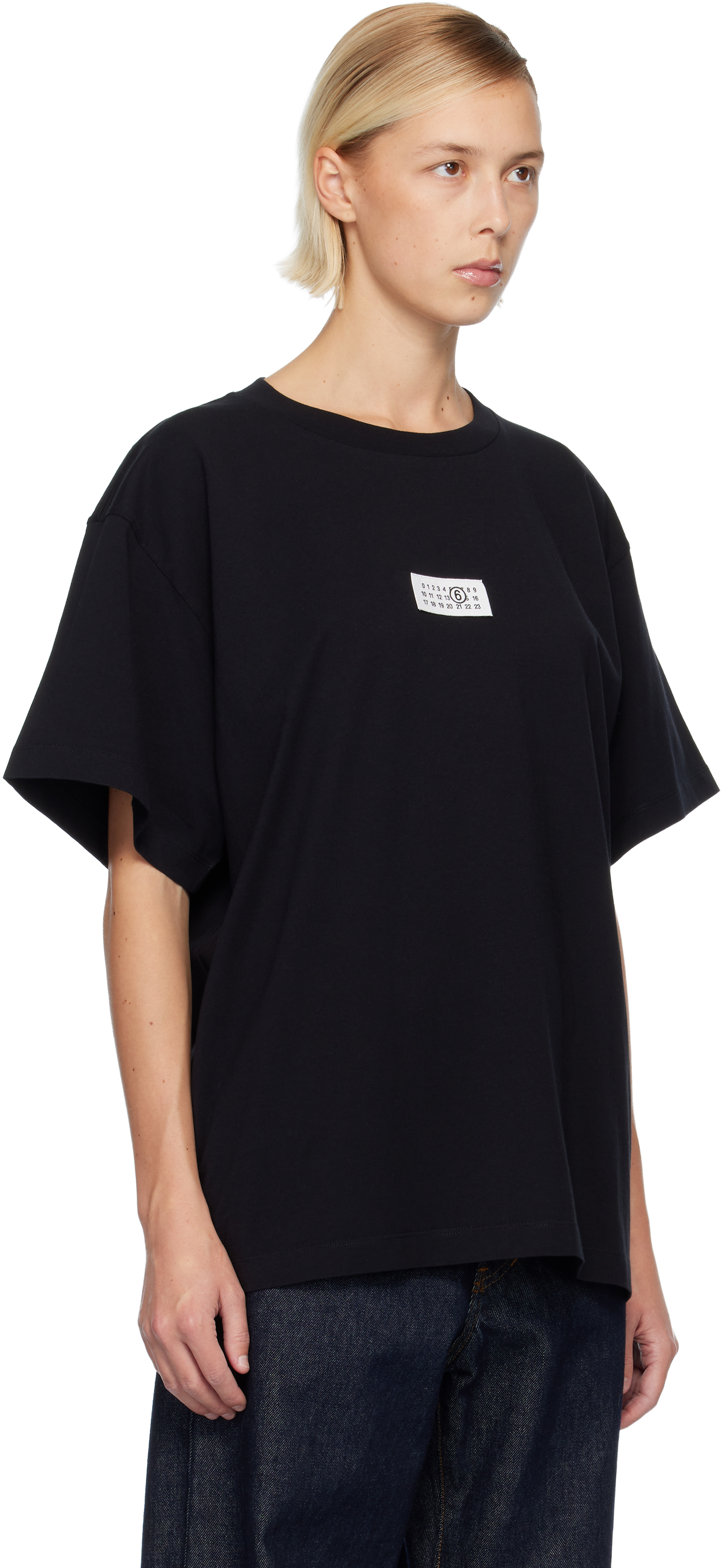 Mm6 Maison Margiela Black Numeric Signature T-shirt In Multi