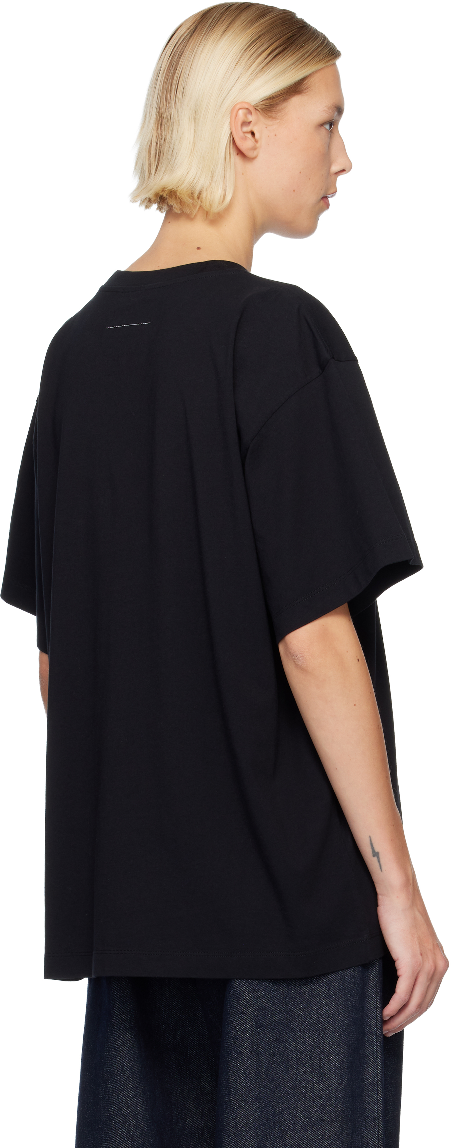 Mm6 Maison Margiela Black Numeric Signature T-shirt In Multi