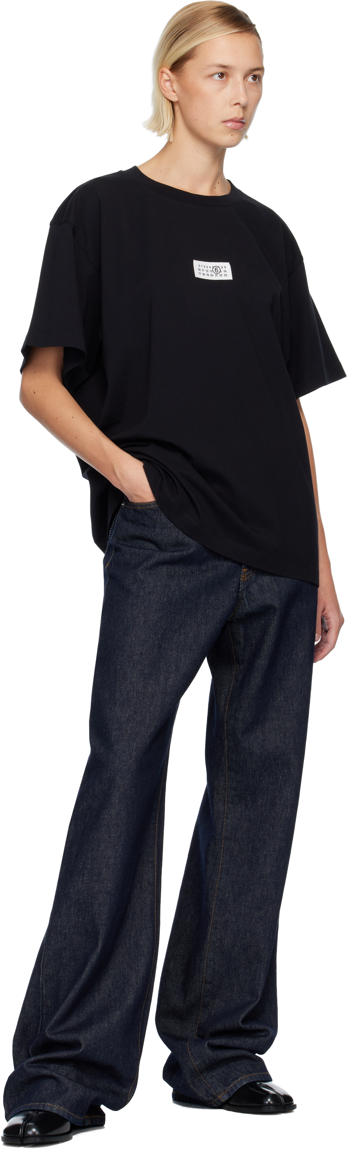 Mm6 Maison Margiela Black Numeric Signature T-shirt In Multi