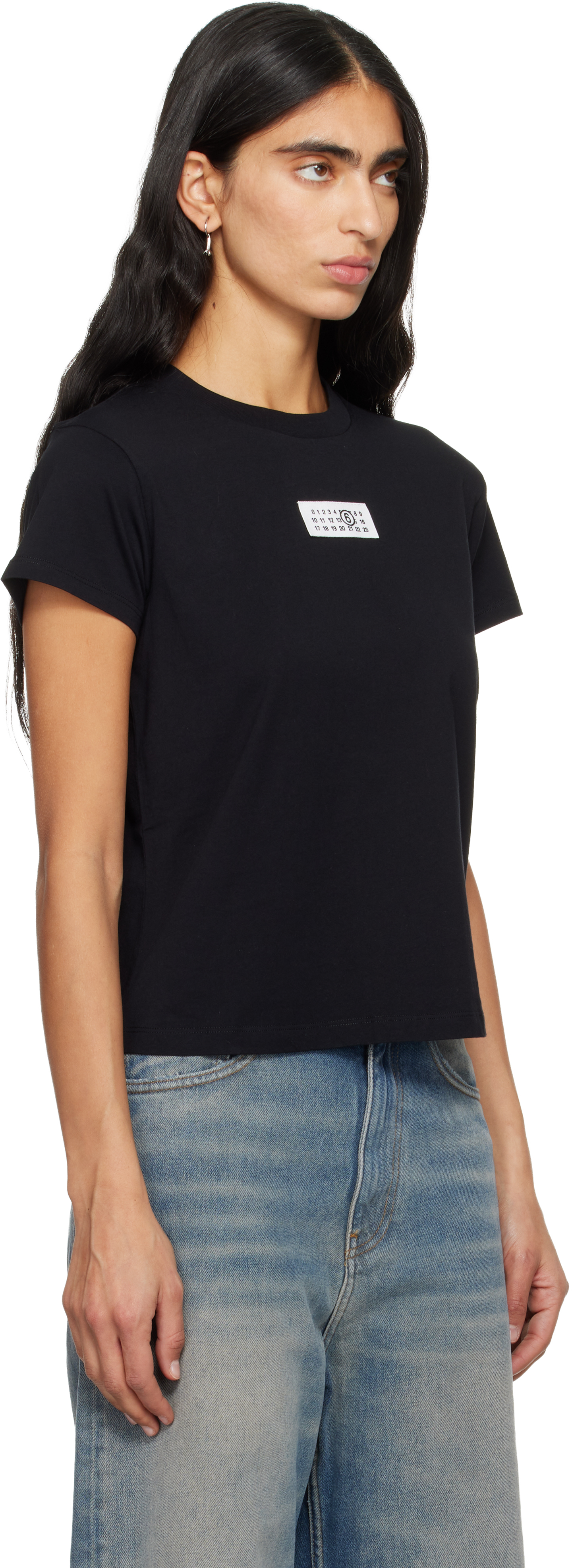 Mm6 Maison Margiela Black Numeric Cotton Jersey T-shirt In Multi