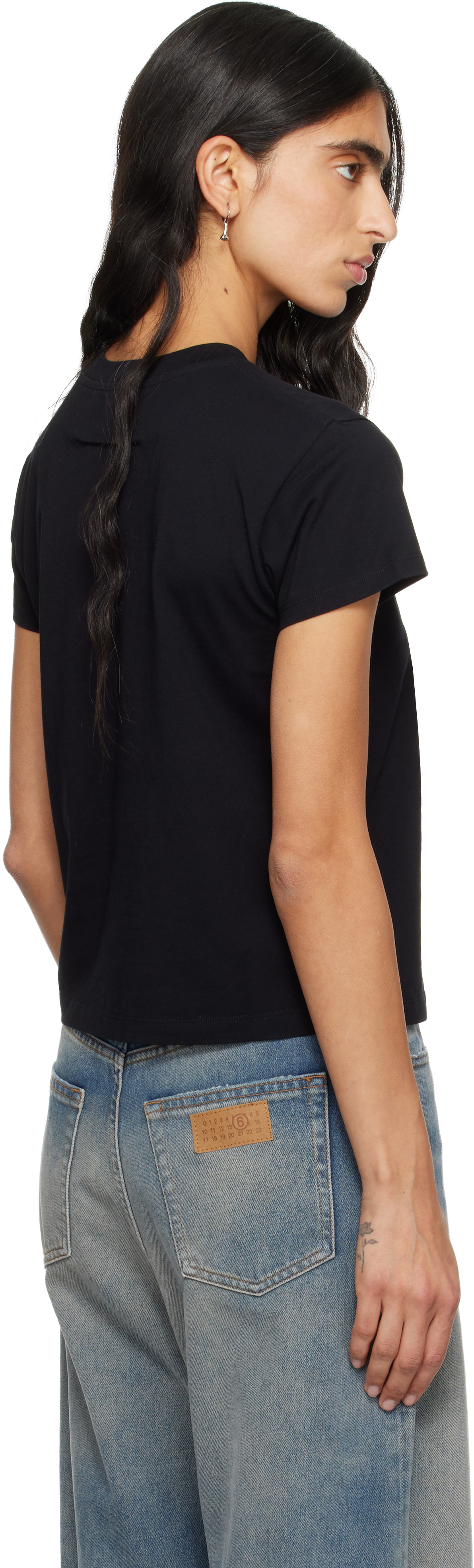 Mm6 Maison Margiela Black Numeric Cotton Jersey T-shirt In Multi