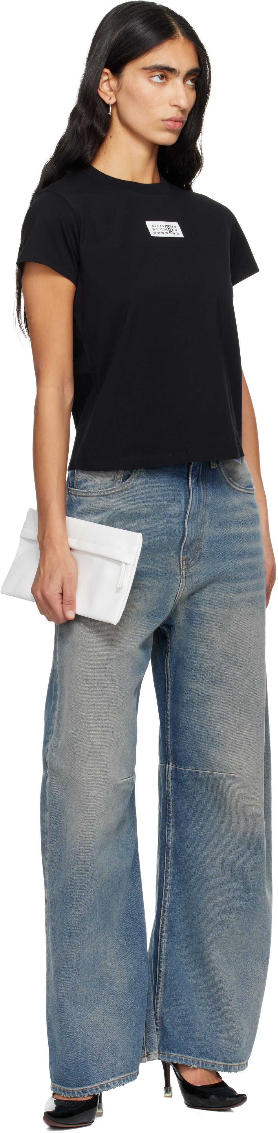 Mm6 Maison Margiela Black Numeric Cotton Jersey T-shirt In Multi