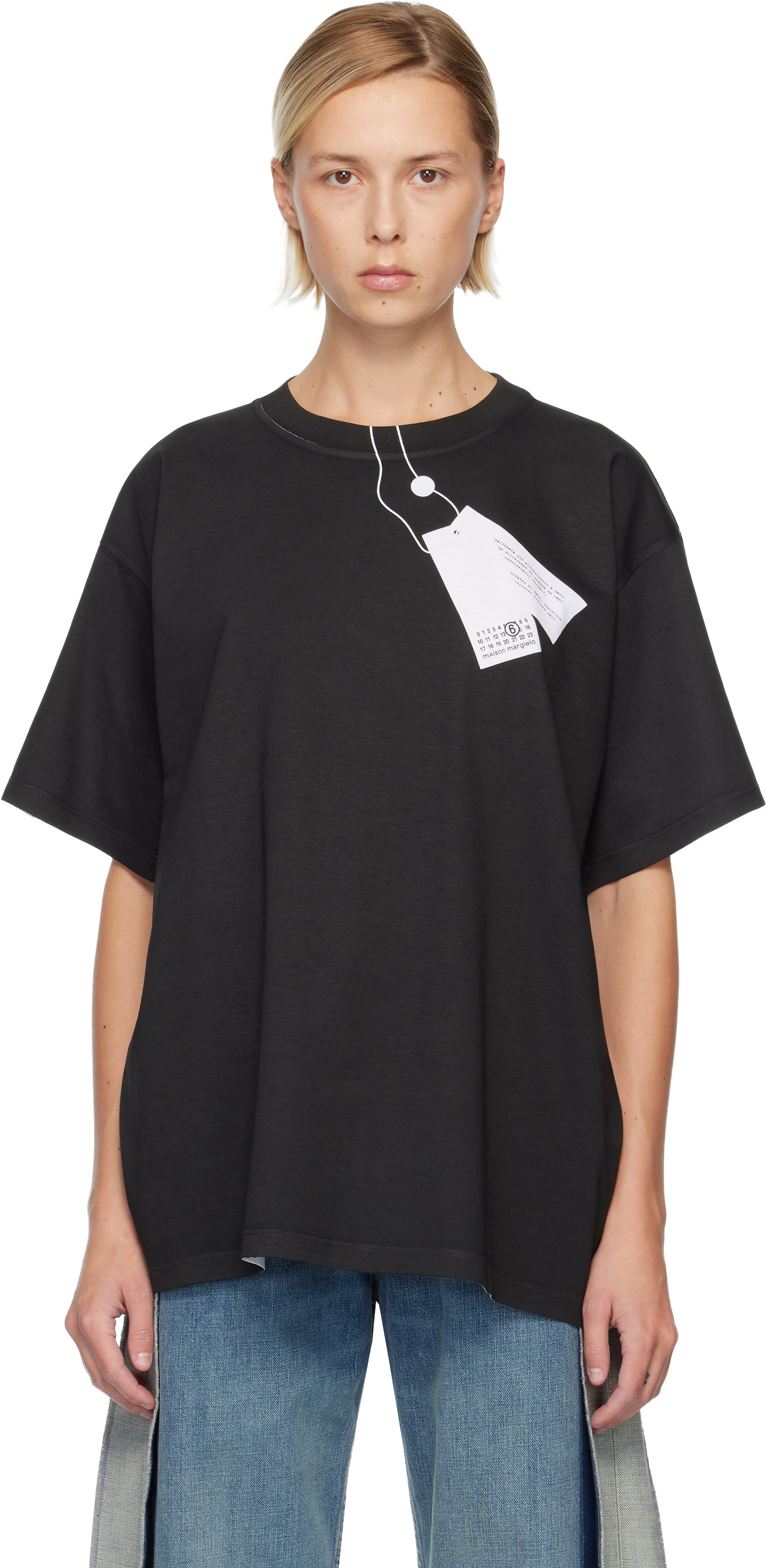 MM6 Maison Margiela ノースリーブTシャツ　トロンプルイユ MM6 Maison Margielaのブラック＆ホワイト トロンプルイユ Tシャツが